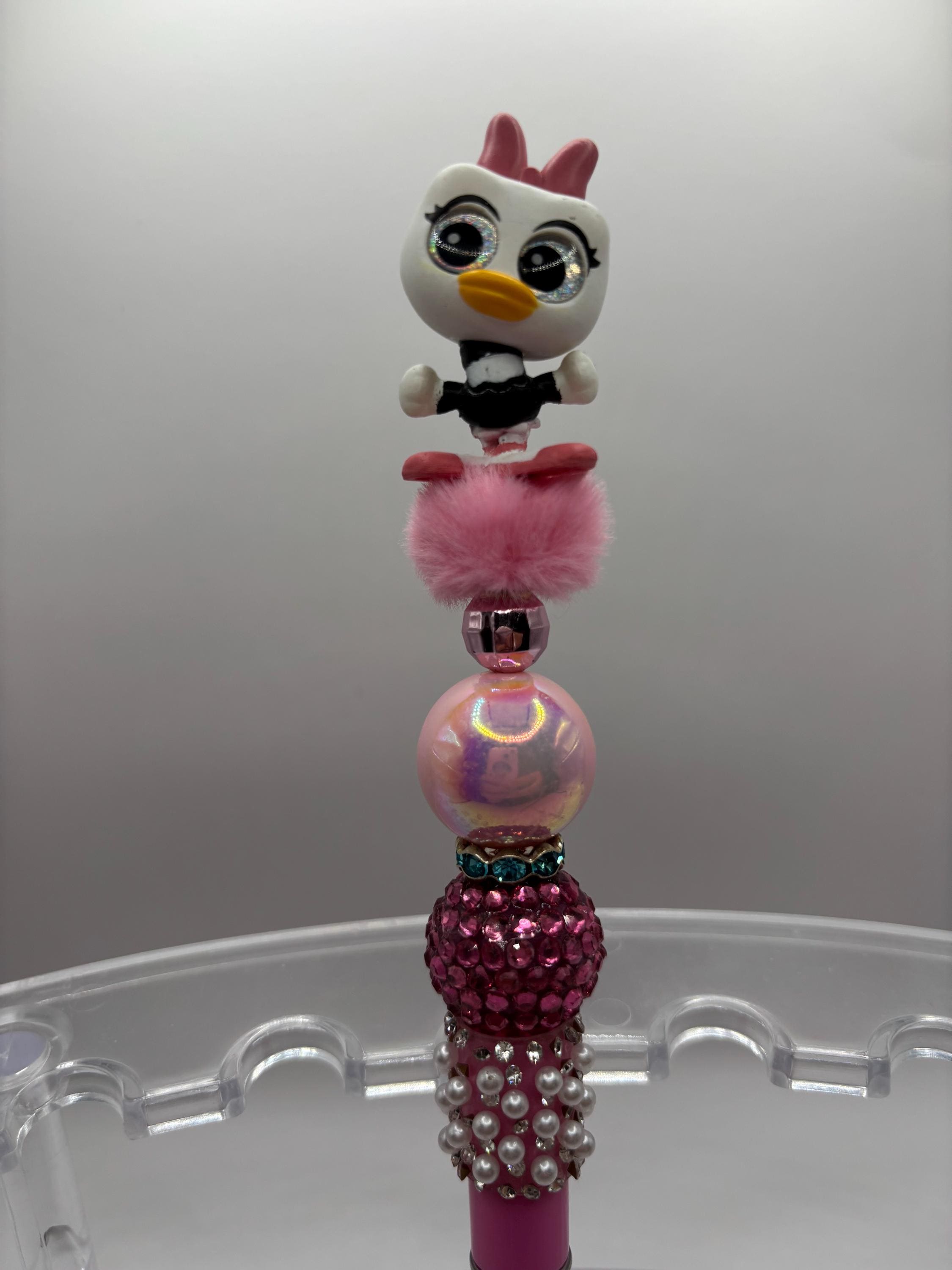 Adorable Character Beaded Pen • Extra Black Ink Refill • Disney-Style Pre-Made Pencil / Pen Gift
