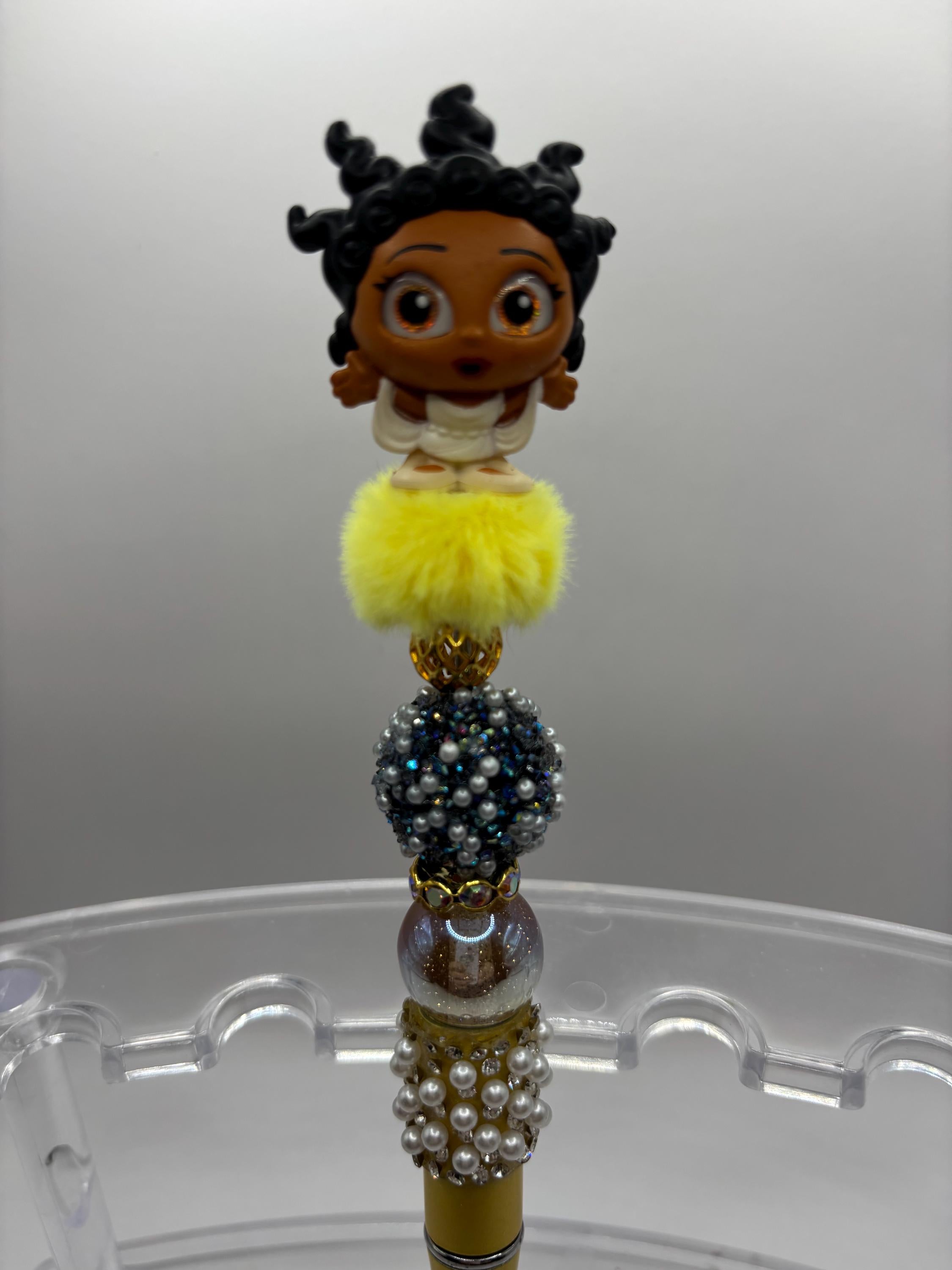 Adorable Character Beaded Pen • Extra Black Ink Refill • Disney-Style Pre-Made Pencil / Pen Gift