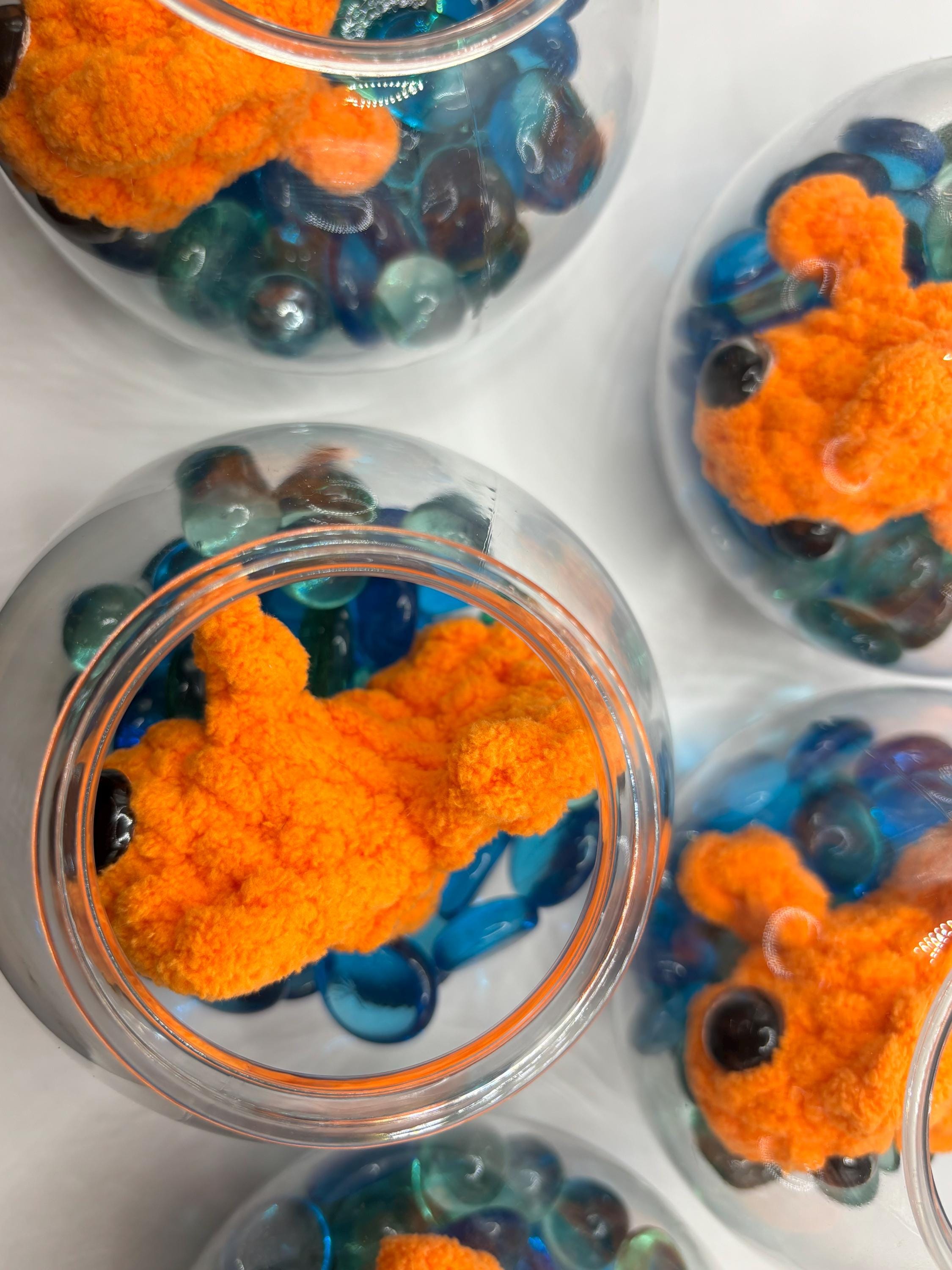 Crocheted Goldfish in Bowl – Plush Desk Decor, No Maintenance Pet