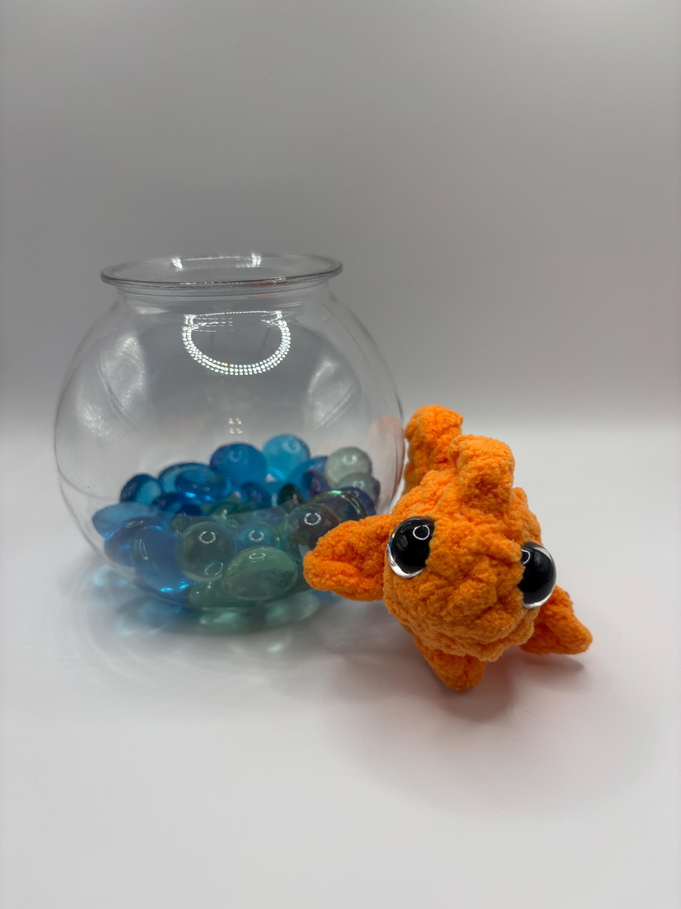 Crocheted Goldfish in Bowl – Plush Desk Decor, No Maintenance Pet