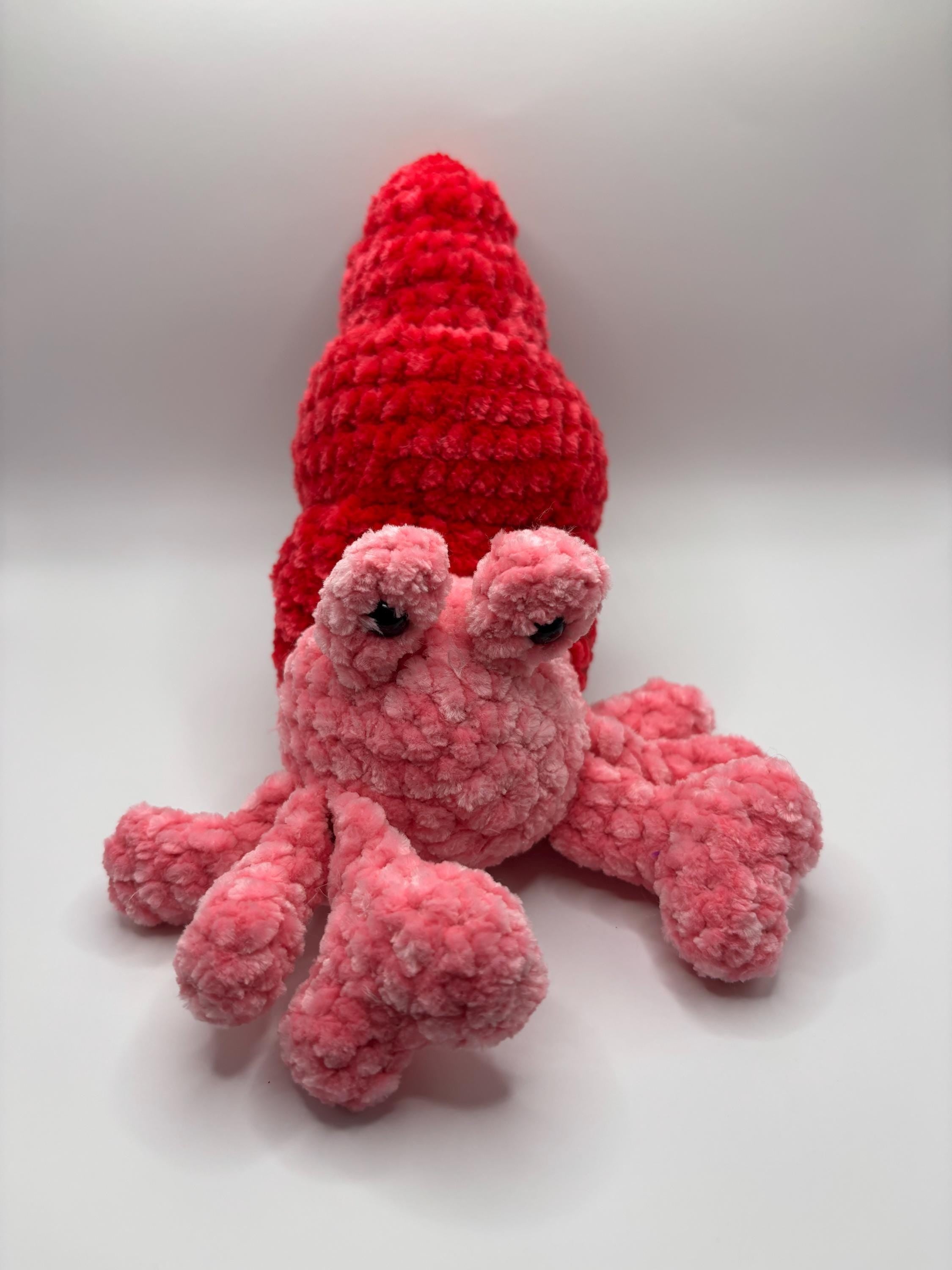 Crocheted Hermit Crab Plushie with Removable Shell – Handmade Chenille Amigurumi
