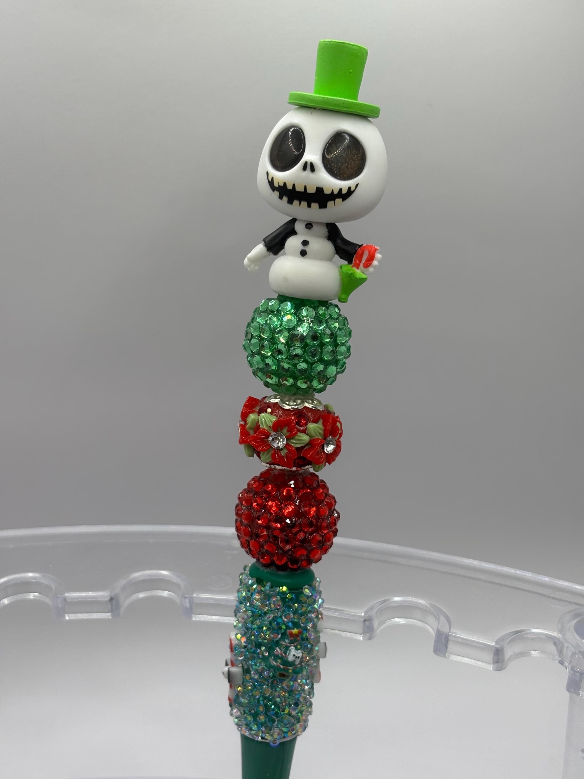 Christmas Nightmare Inspired Sparkly Beaded Pens – Holiday Plush Topper Pens