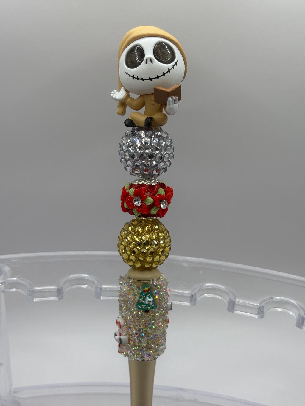 Christmas Nightmare Inspired Sparkly Beaded Pens – Holiday Plush Topper Pens