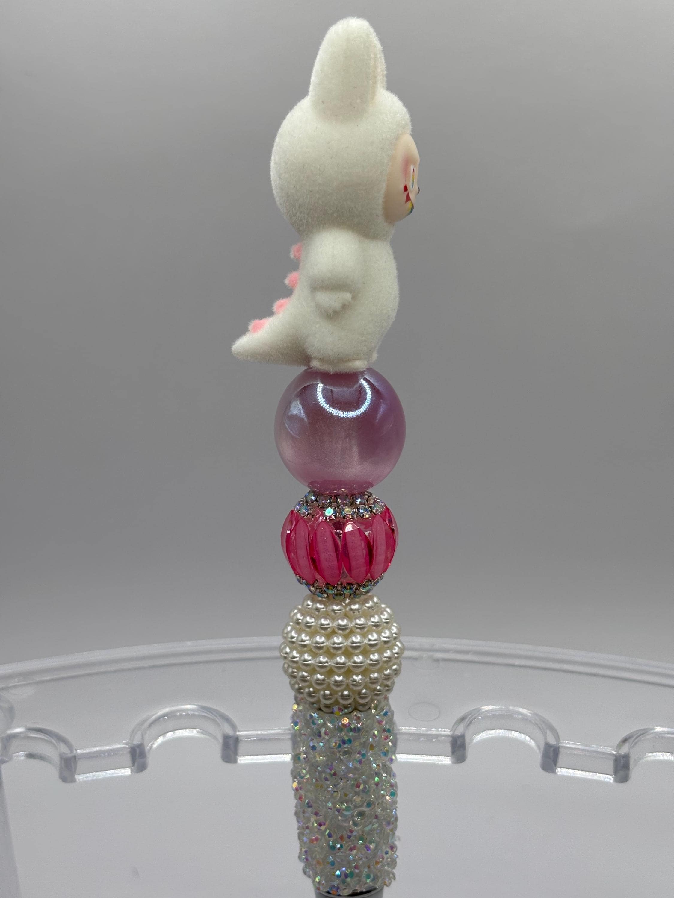 Kwaii Bunny Beaded Pen – Handmade Rhinestone Stationery
