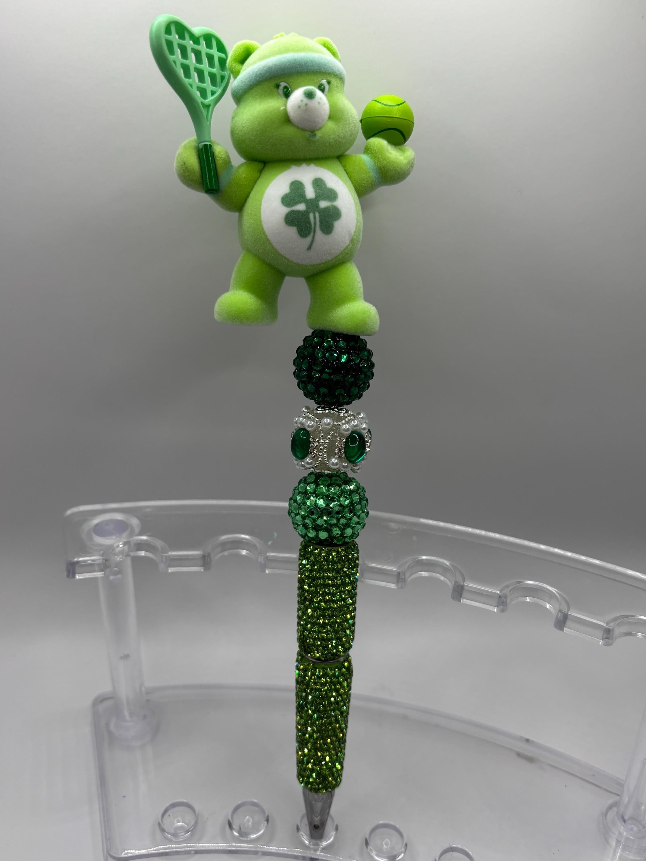 Care Bear Inspired Pen – Handmade Rhinestone Beaded Plush Topper