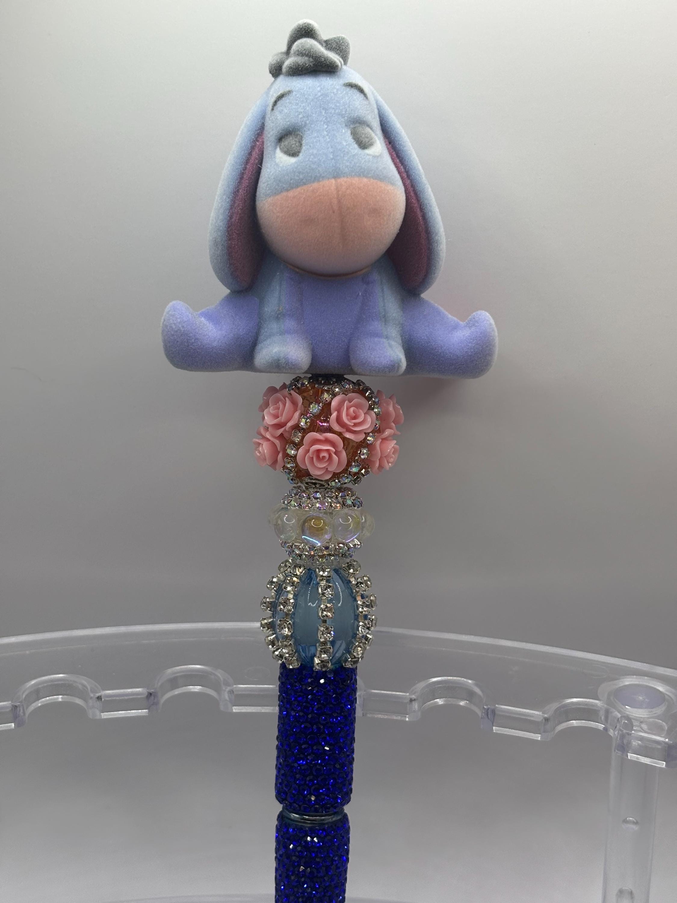 Winnie-the-Pooh Inspired Plush Flocked Topper Beaded Rhinestone Pens – Handmade Sparkle Pens