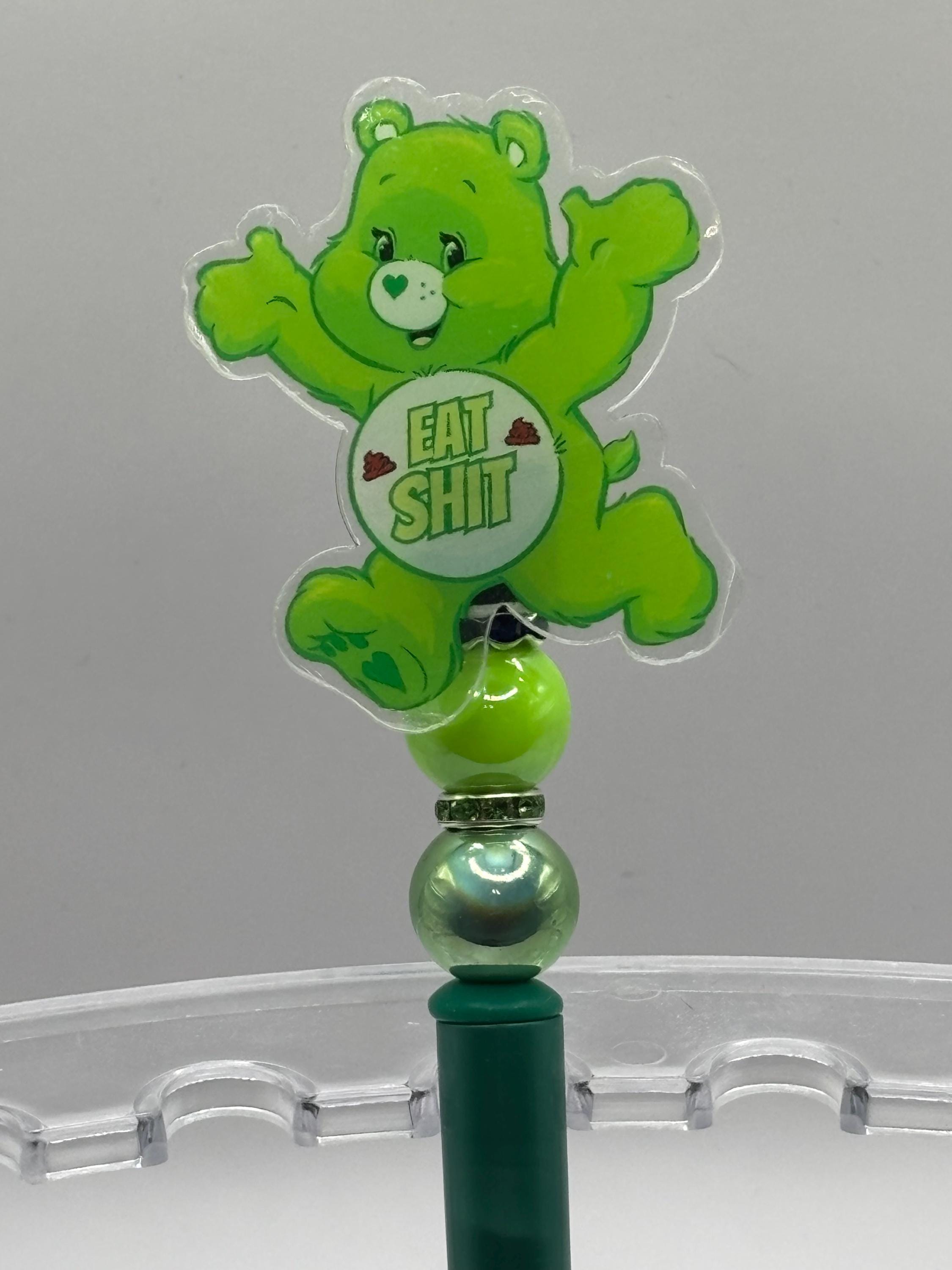 Swear Care Bear Pens • Funny Adult Humor Beaded Pens + Extra Black Ink Refill
