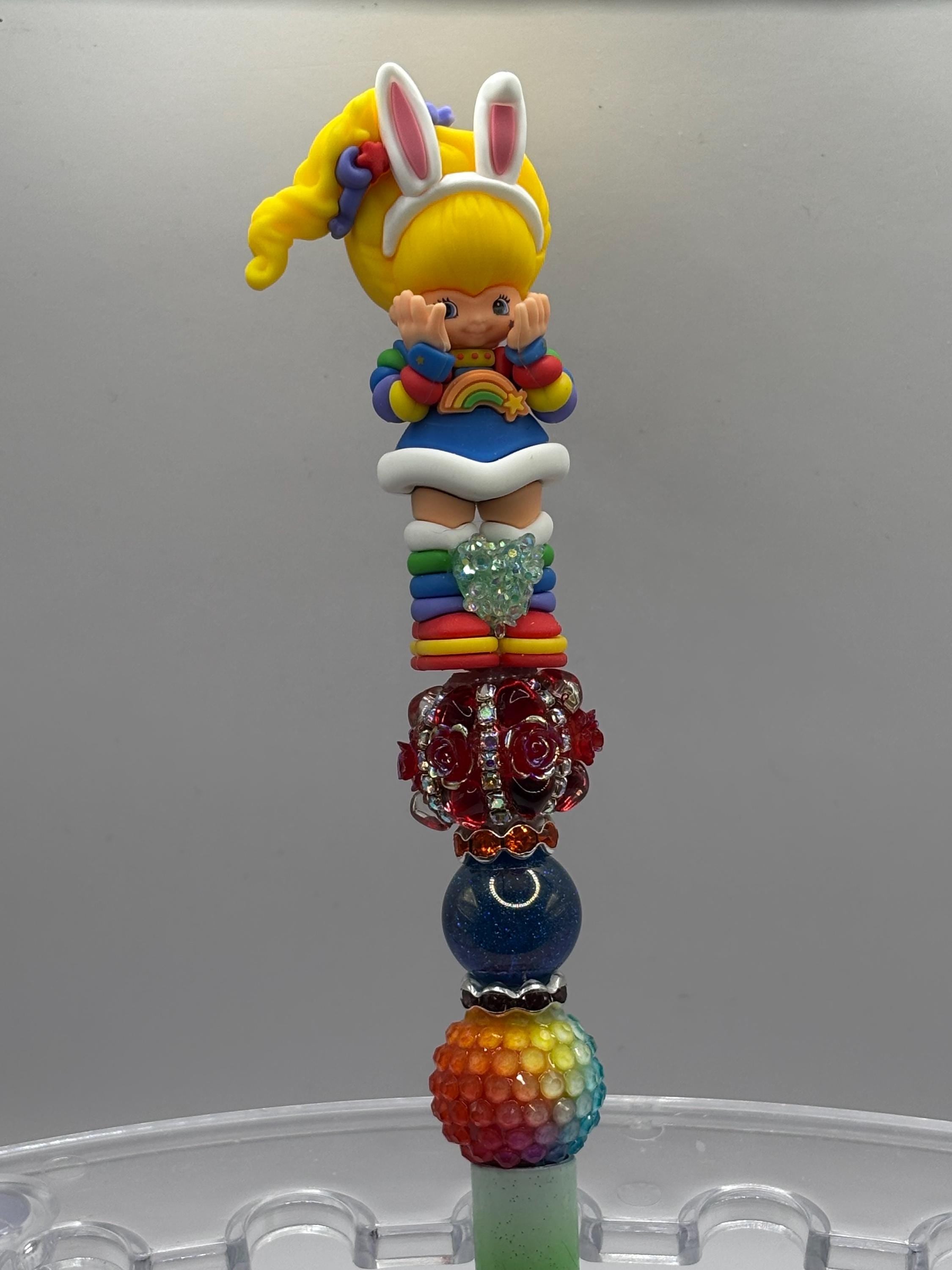 Rainbow Brite-Inspired Beaded Character Pens | Handmade Collectible Pens | Includes Extra Ink Refill