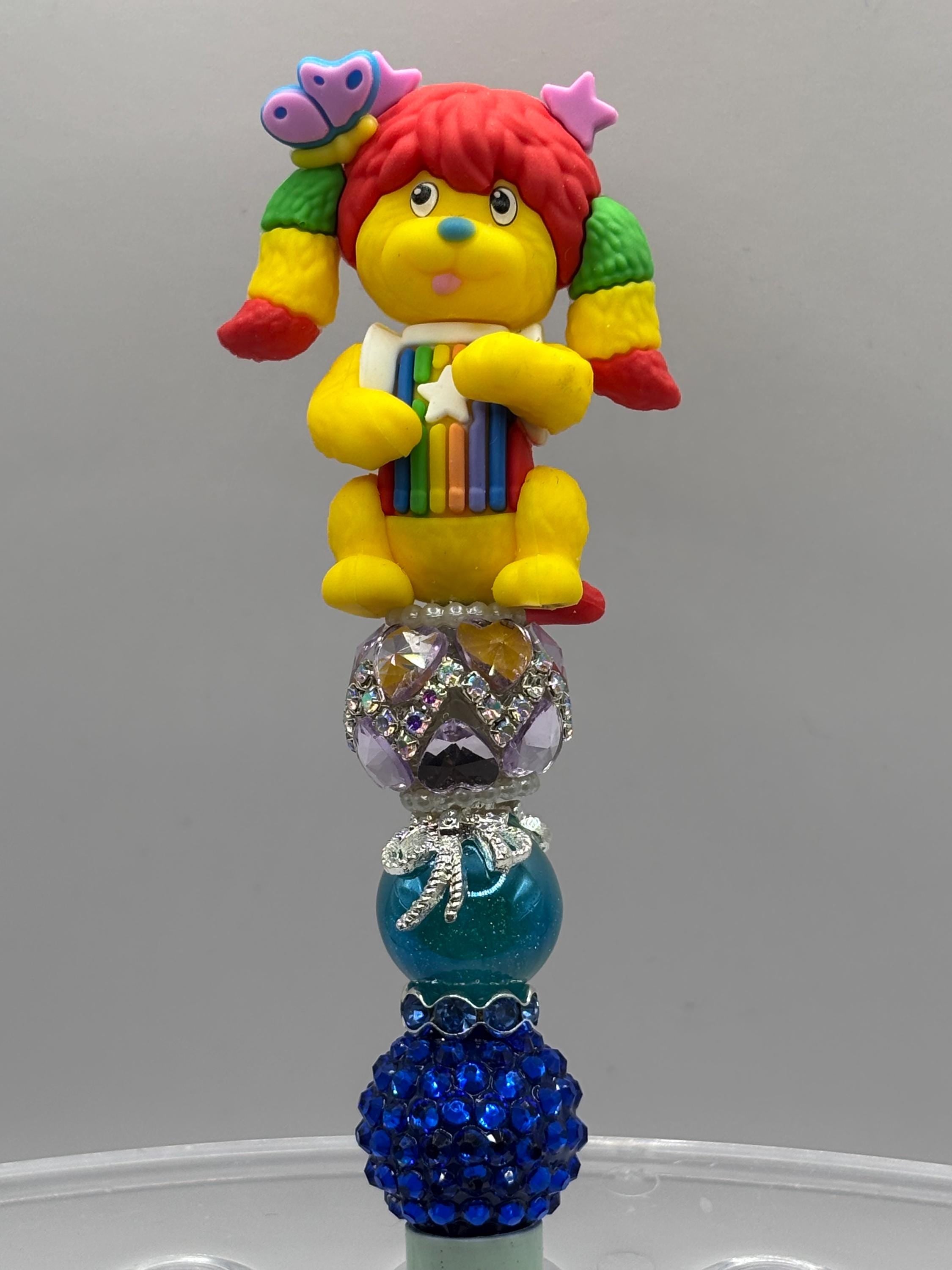 Rainbow Brite-Inspired Beaded Character Pens | Handmade Collectible Pens | Includes Extra Ink Refill