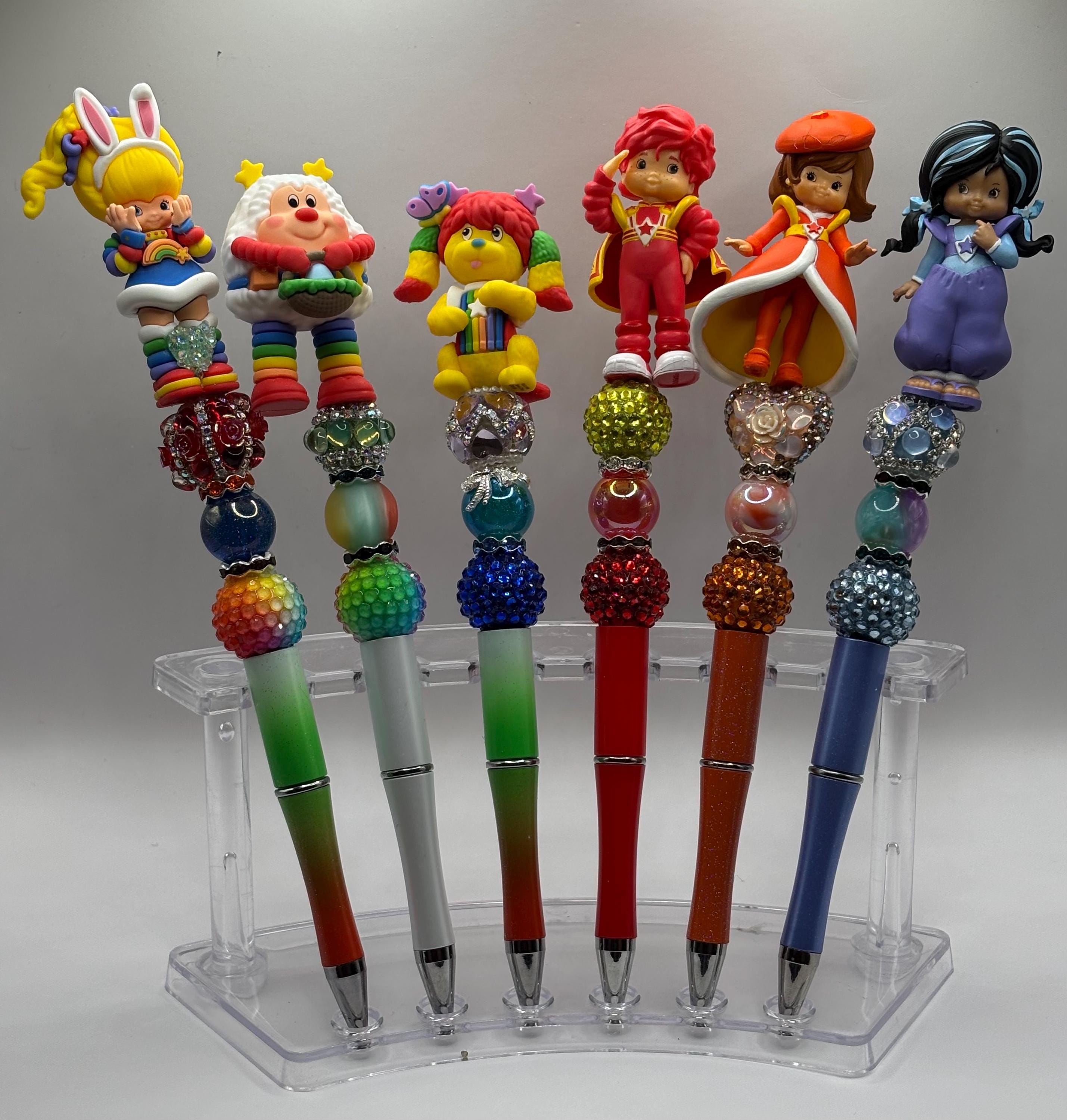 Rainbow Brite-Inspired Beaded Character Pens | Handmade Collectible Pens | Includes Extra Ink Refill