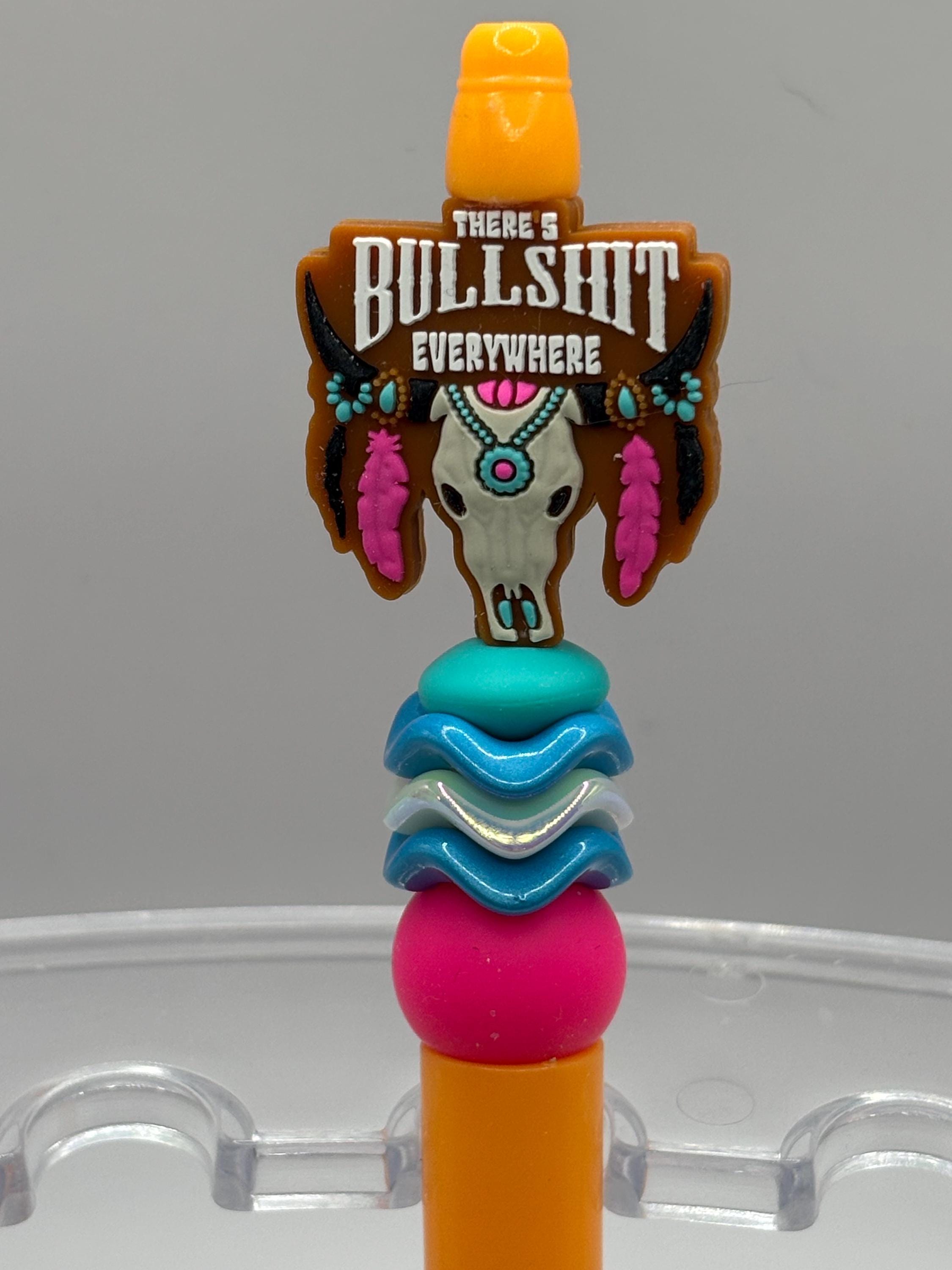 Adult Humor Beaded Pens | Funny Swear Word Pens | Profanity Desk Pens | Includes Extra Ink Refill