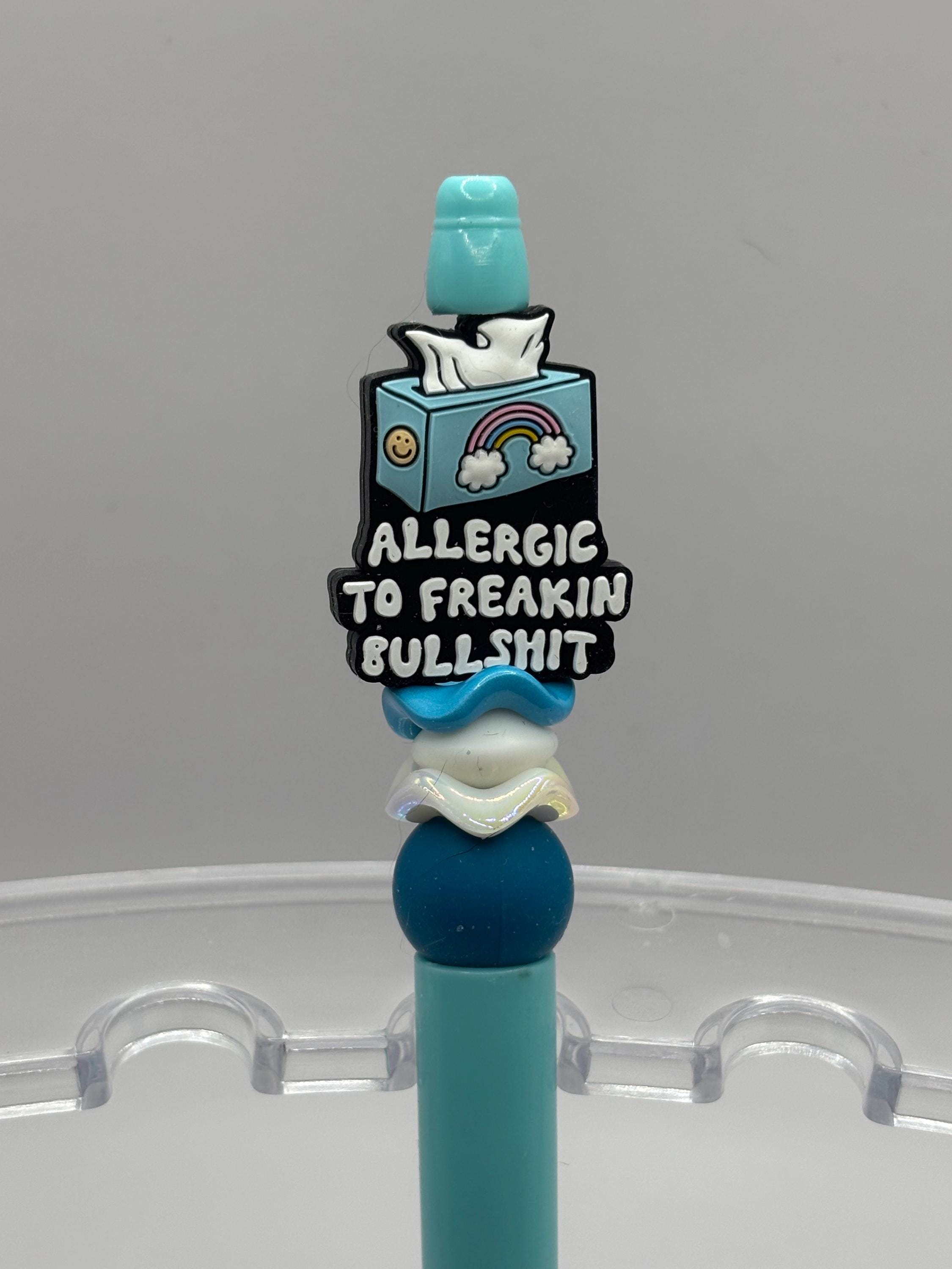 Adult Humor Beaded Pens | Funny Swear Word Pens | Profanity Desk Pens | Includes Extra Ink Refill