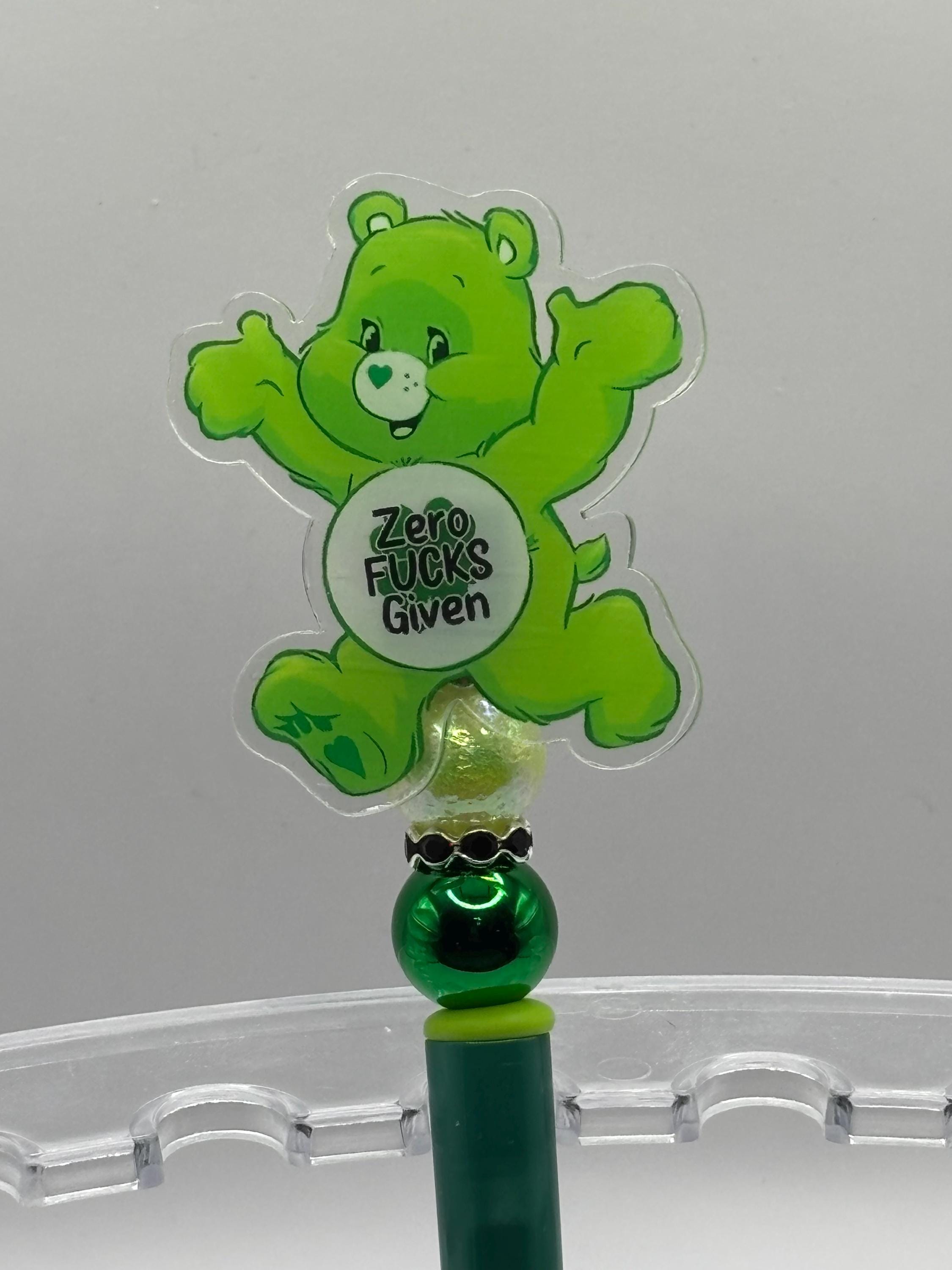 Swear Care Bear Pens • Funny Adult Humor Beaded Pens + Extra Black Ink Refill