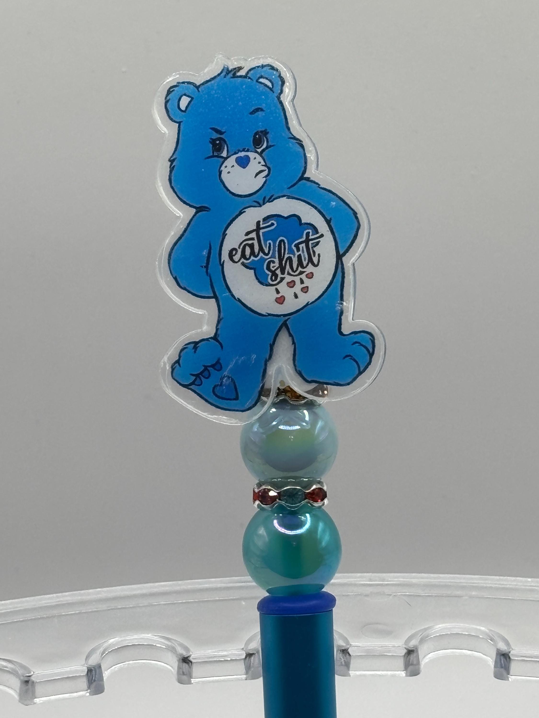 Swear Care Bear Pens • Funny Adult Humor Beaded Pens + Extra Black Ink Refill