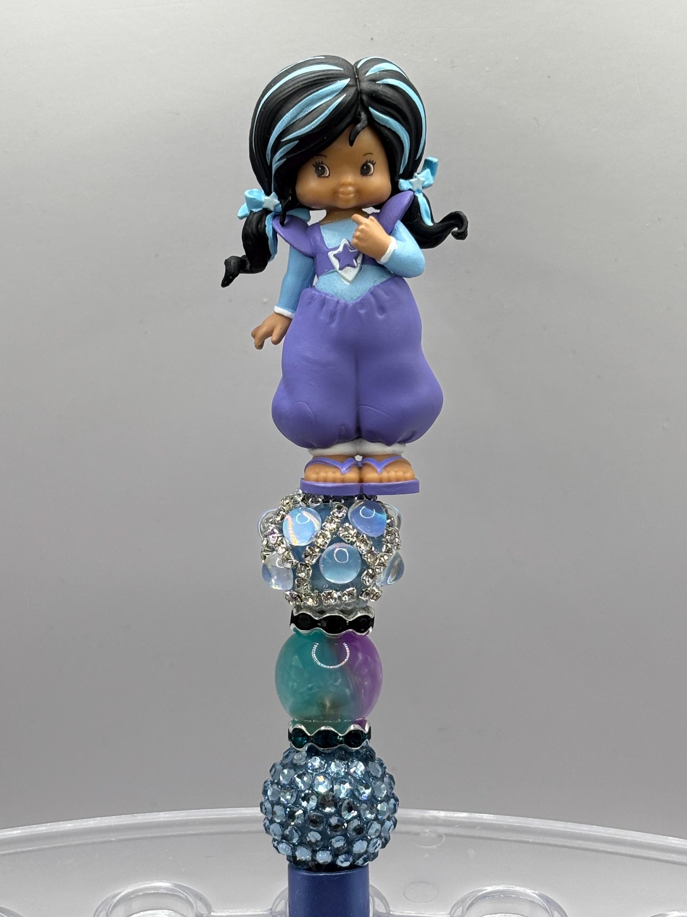 Rainbow Brite-Inspired Beaded Character Pens | Handmade Collectible Pens | Includes Extra Ink Refill
