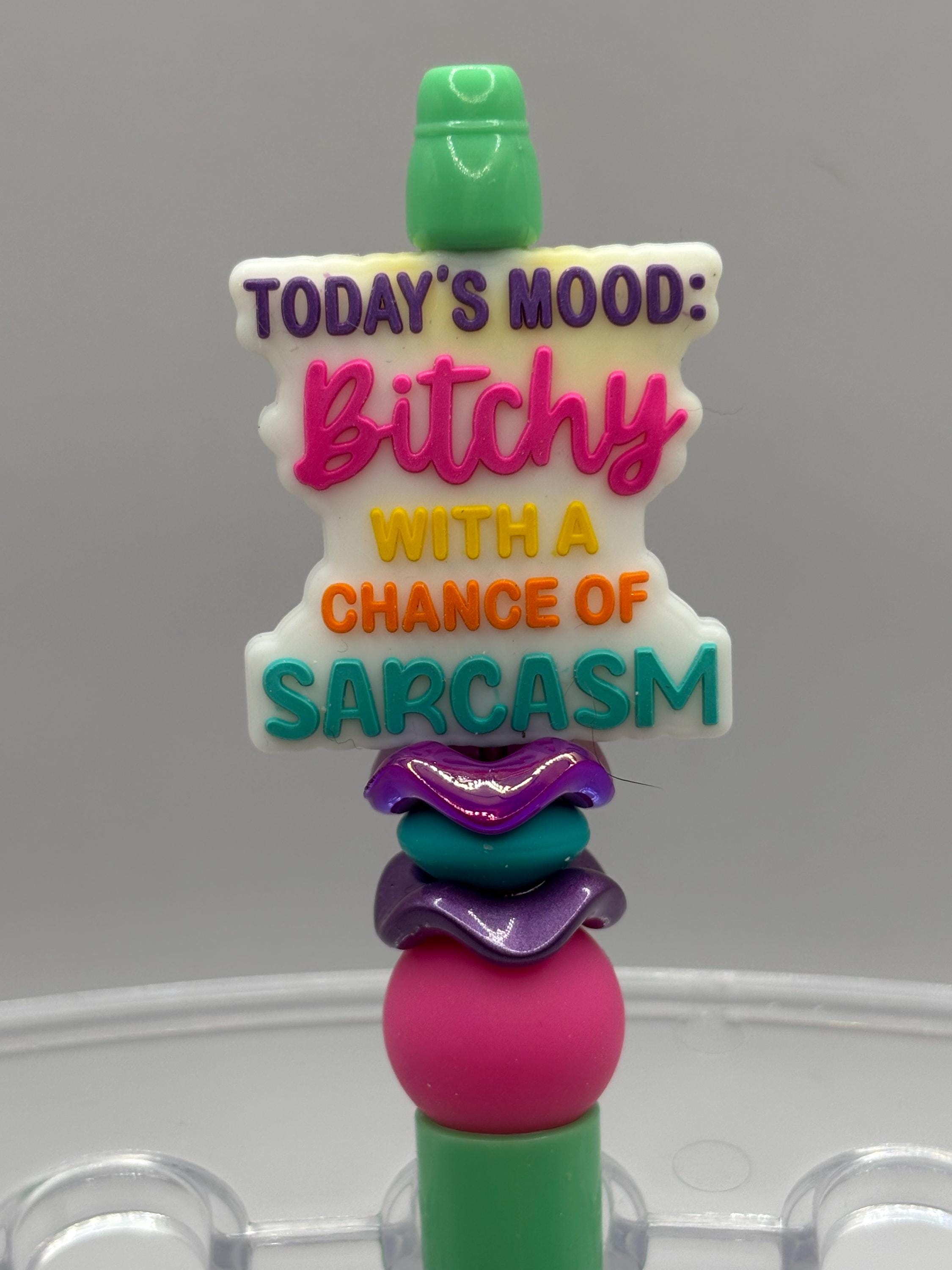 Adult Humor Beaded Pens | Funny Swear Word Pens | Profanity Desk Pens | Includes Extra Ink Refill