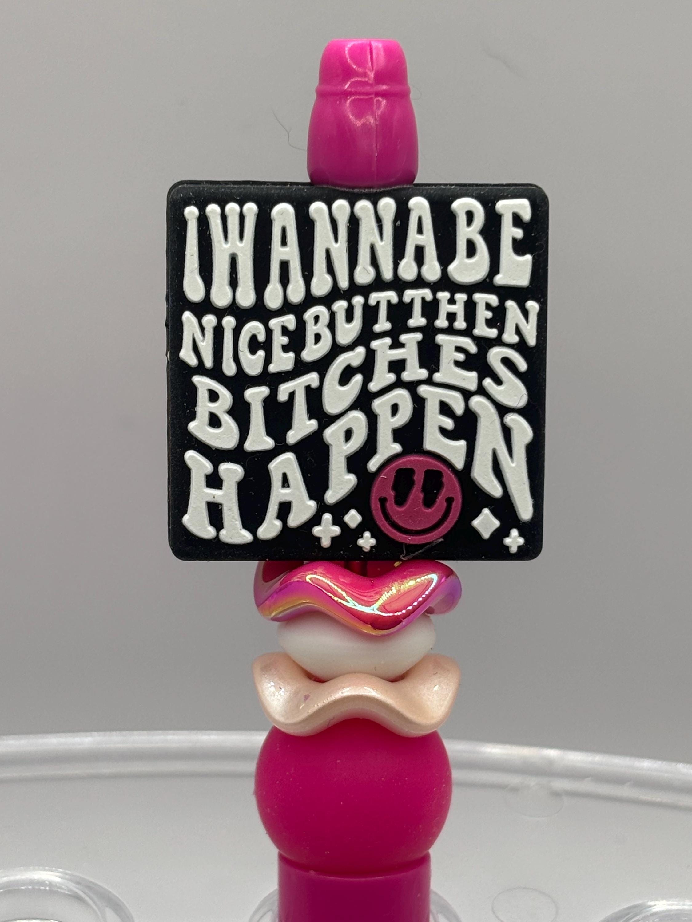 Adult Humor Beaded Pens | Funny Swear Word Pens | Profanity Desk Pens | Includes Extra Ink Refill