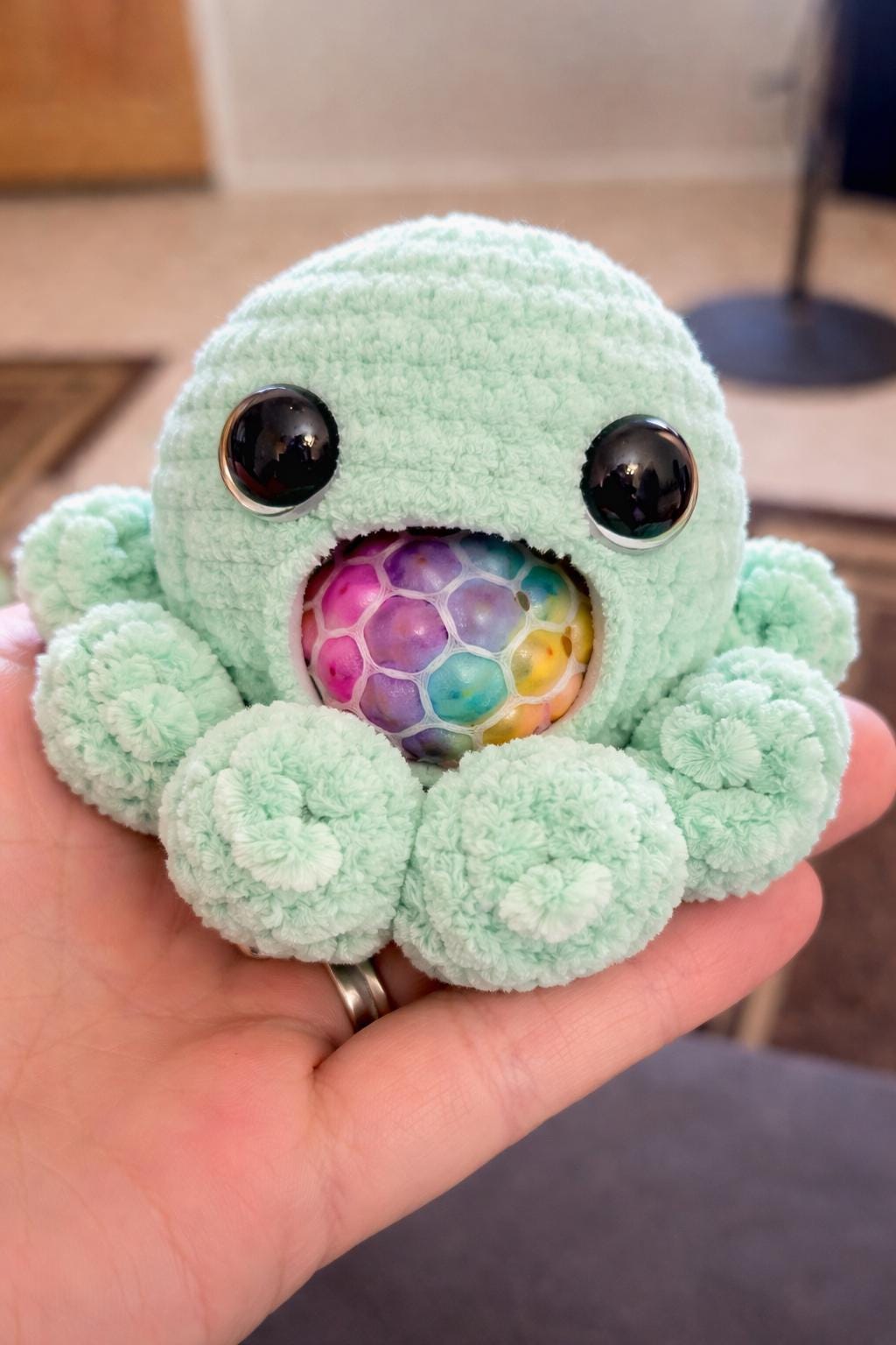 Handmade Crochet Amigurumi Octopus Stress Ball: Squishy Animal Toy