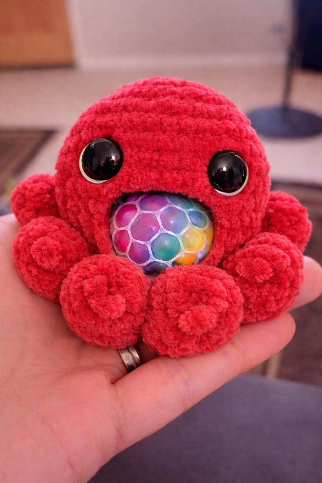 Handmade Crochet Amigurumi Octopus Stress Ball: Squishy Animal Toy