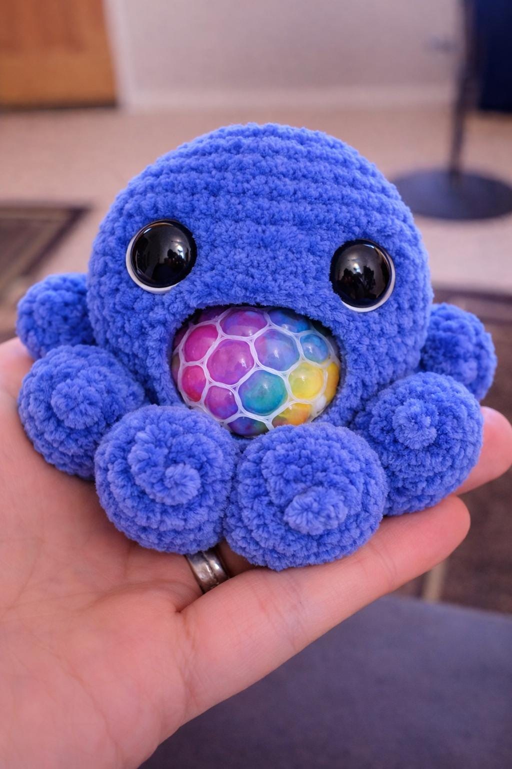 Handmade Crochet Amigurumi Octopus Stress Ball: Squishy Animal Toy