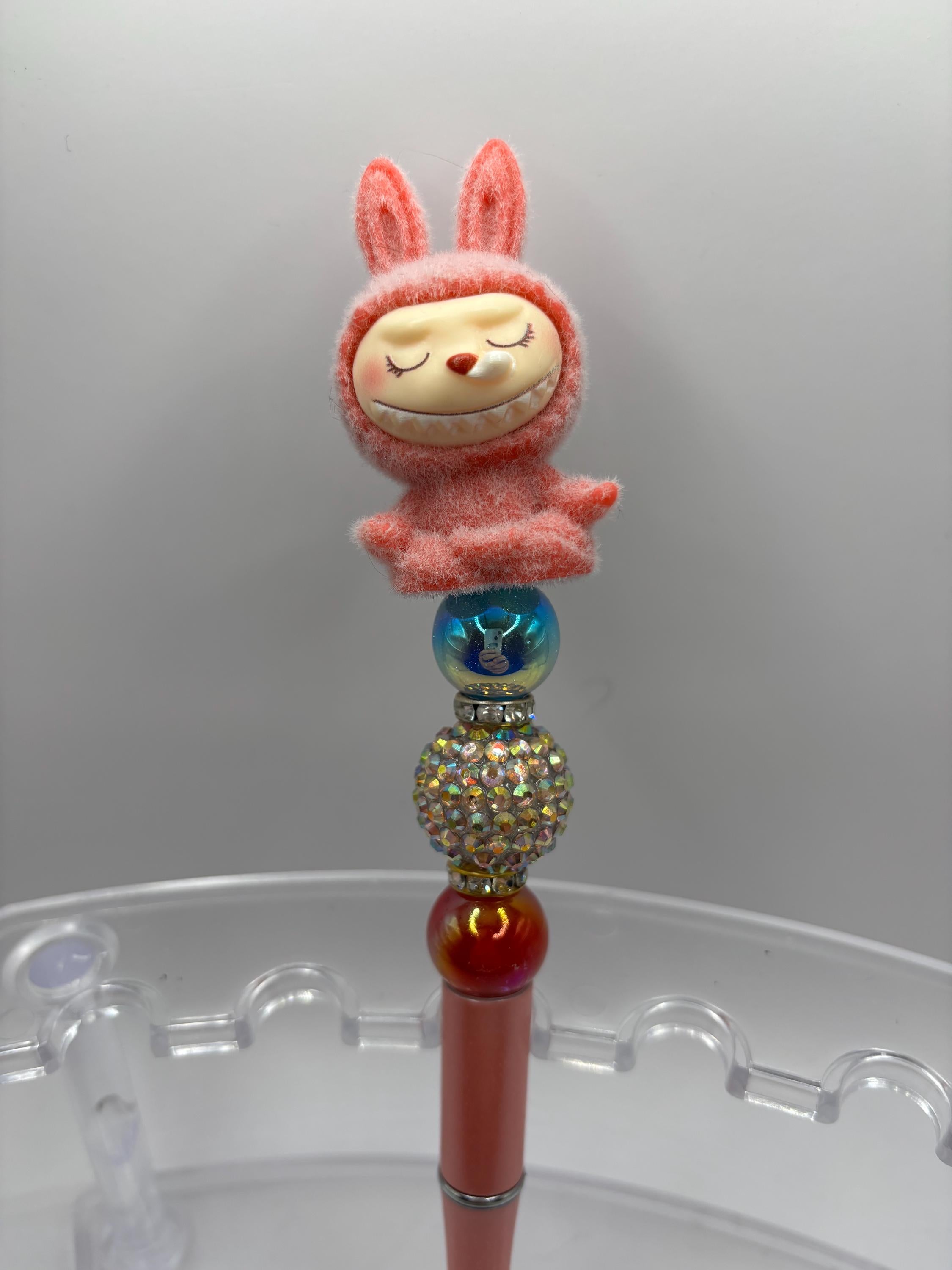 Kwaii Bunny Beaded Pen – Handmade Rhinestone Stationery