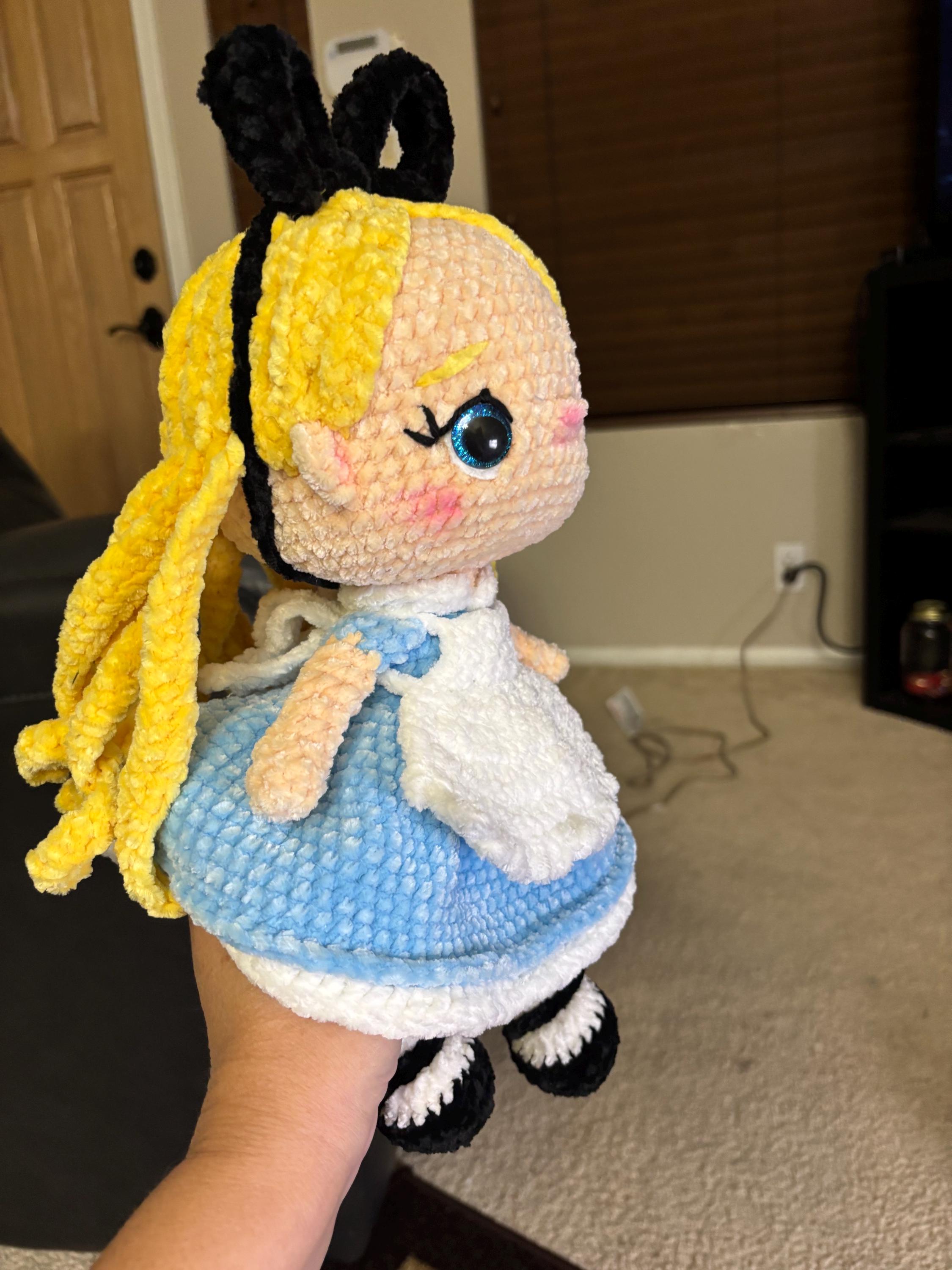Handmade Chenille Alice in Wonderland Crochet Doll – Storybook Nursery Plush