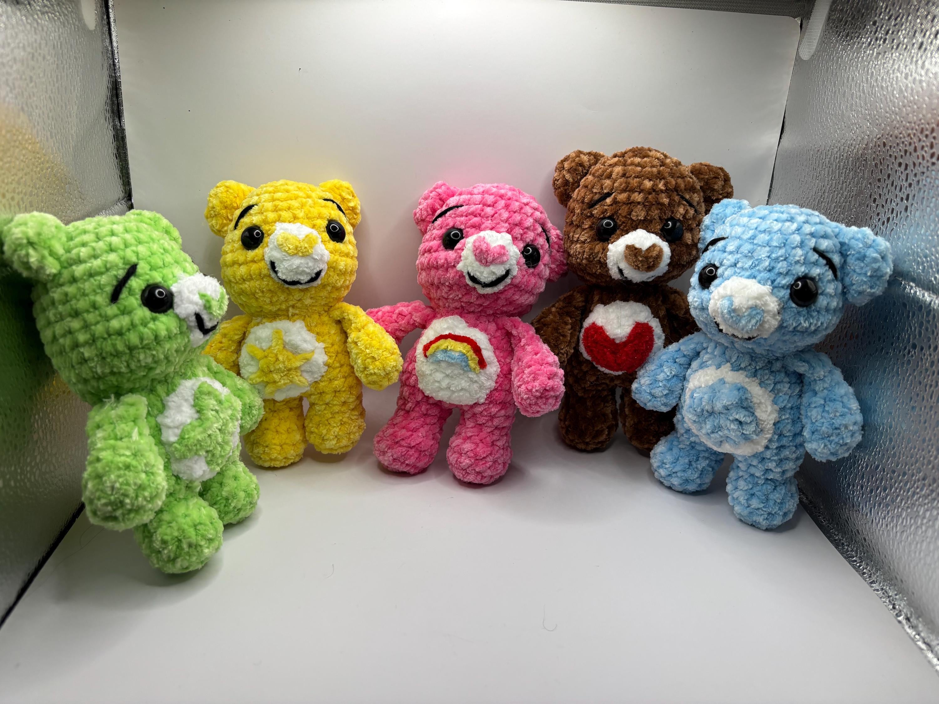Handmade Care Bears Inspired Crochet Plush – Chenille Amigurumi 80s Nostalgia