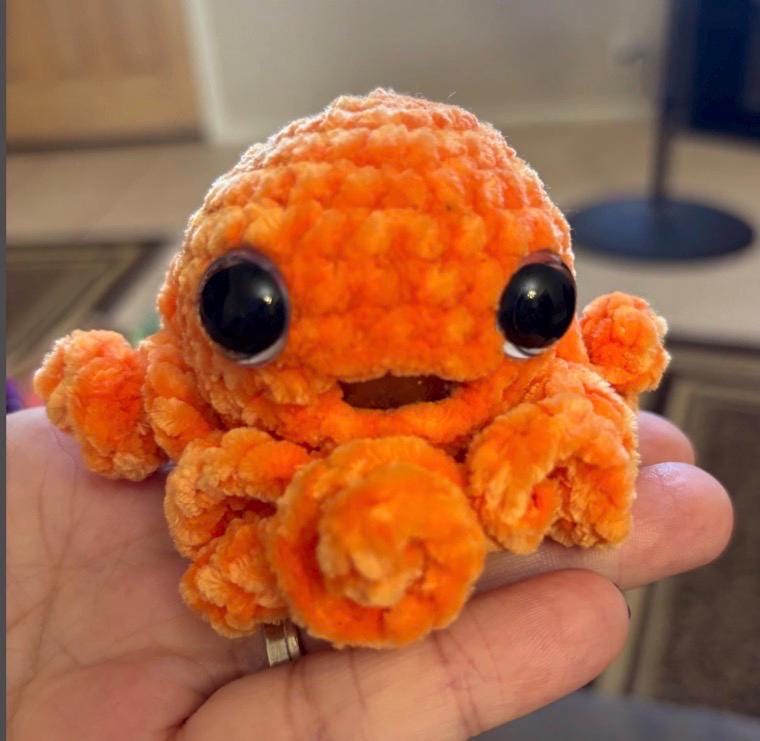 Handmade Crochet Amigurumi Octopus Stress Ball: Squishy Animal Toy