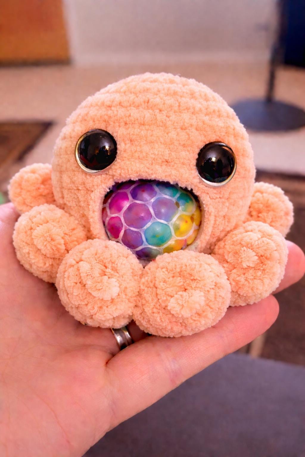 Handmade Crochet Amigurumi Octopus Stress Ball: Squishy Animal Toy