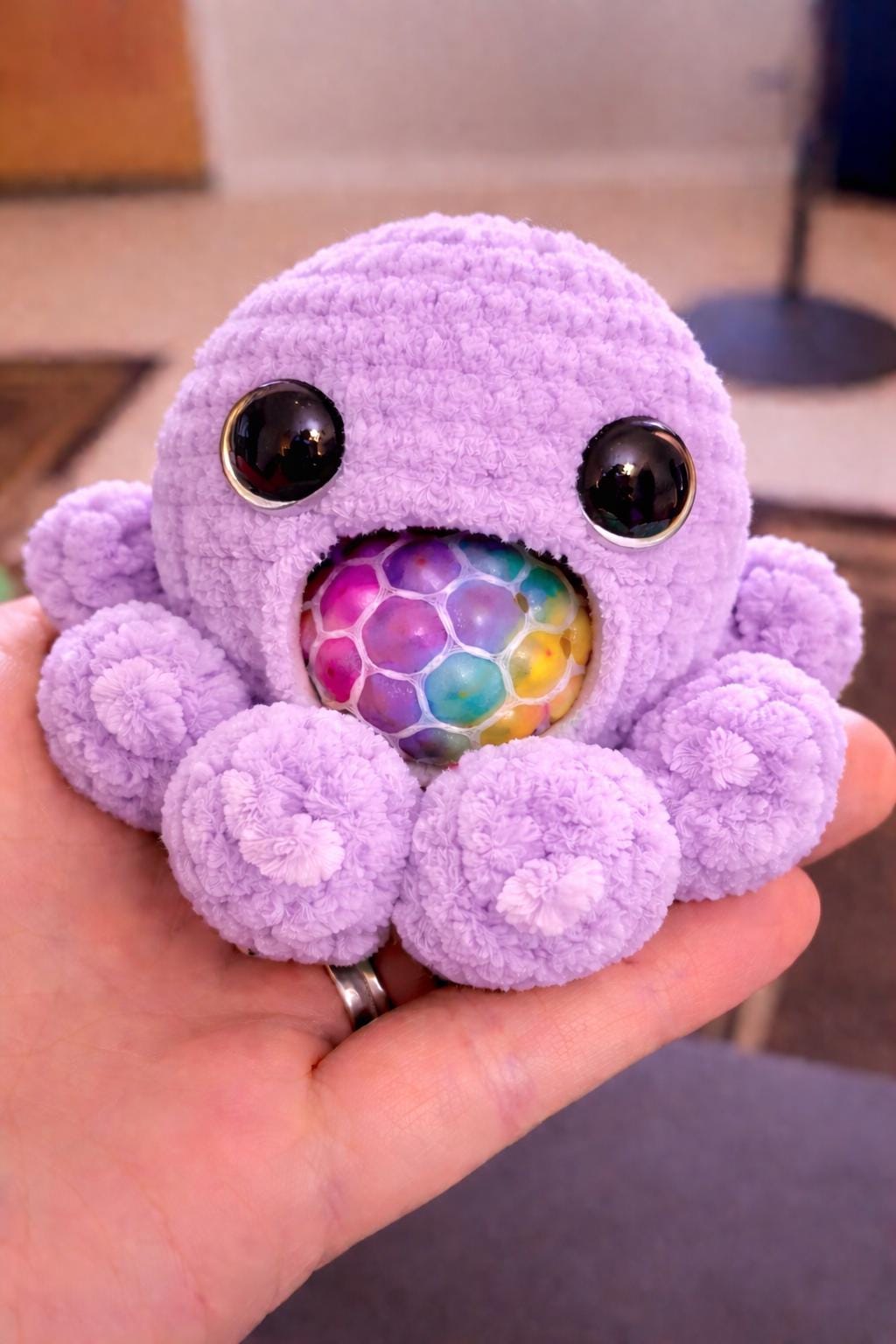 Handmade Crochet Amigurumi Octopus Stress Ball: Squishy Animal Toy