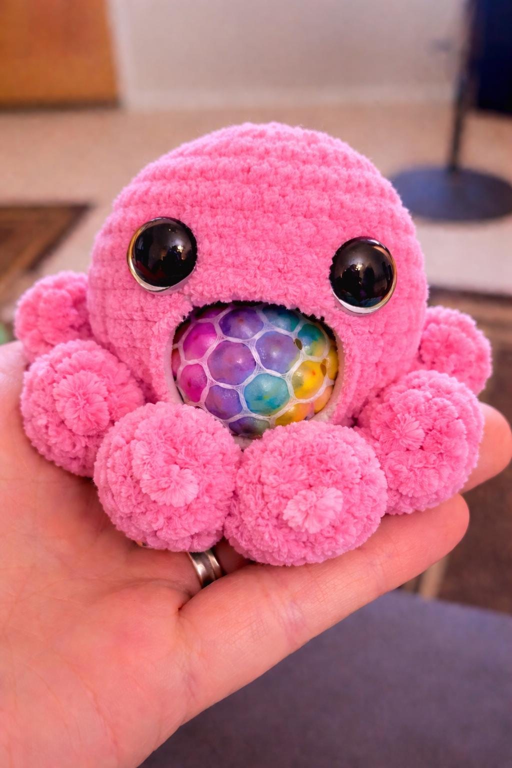 Handmade Crochet Amigurumi Octopus Stress Ball: Squishy Animal Toy