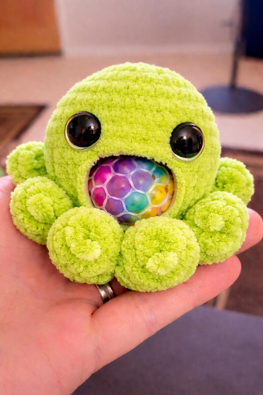 Handmade Crochet Amigurumi Octopus Stress Ball: Squishy Animal Toy