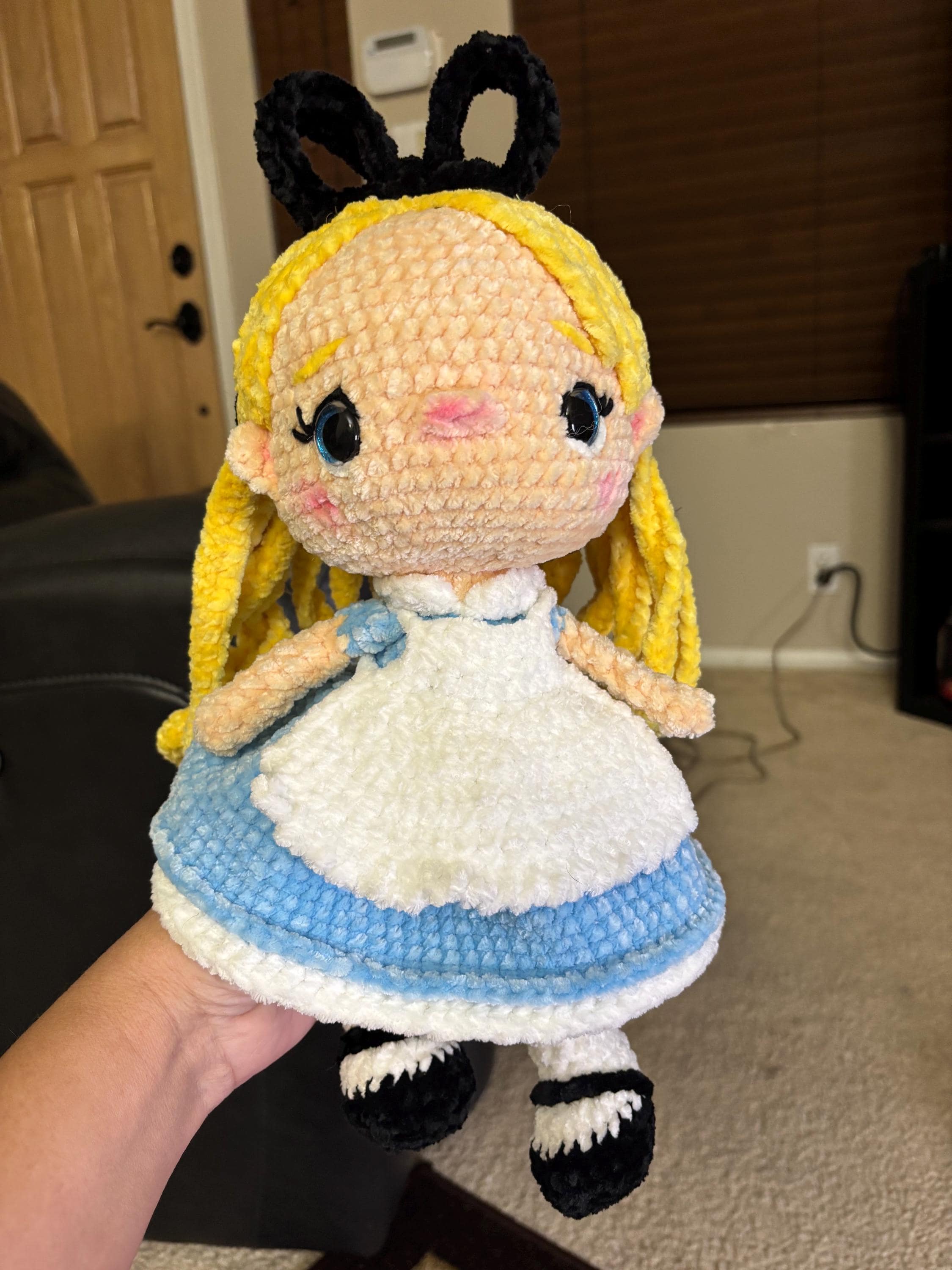 Handmade Chenille Alice in Wonderland Crochet Doll – Storybook Nursery Plush