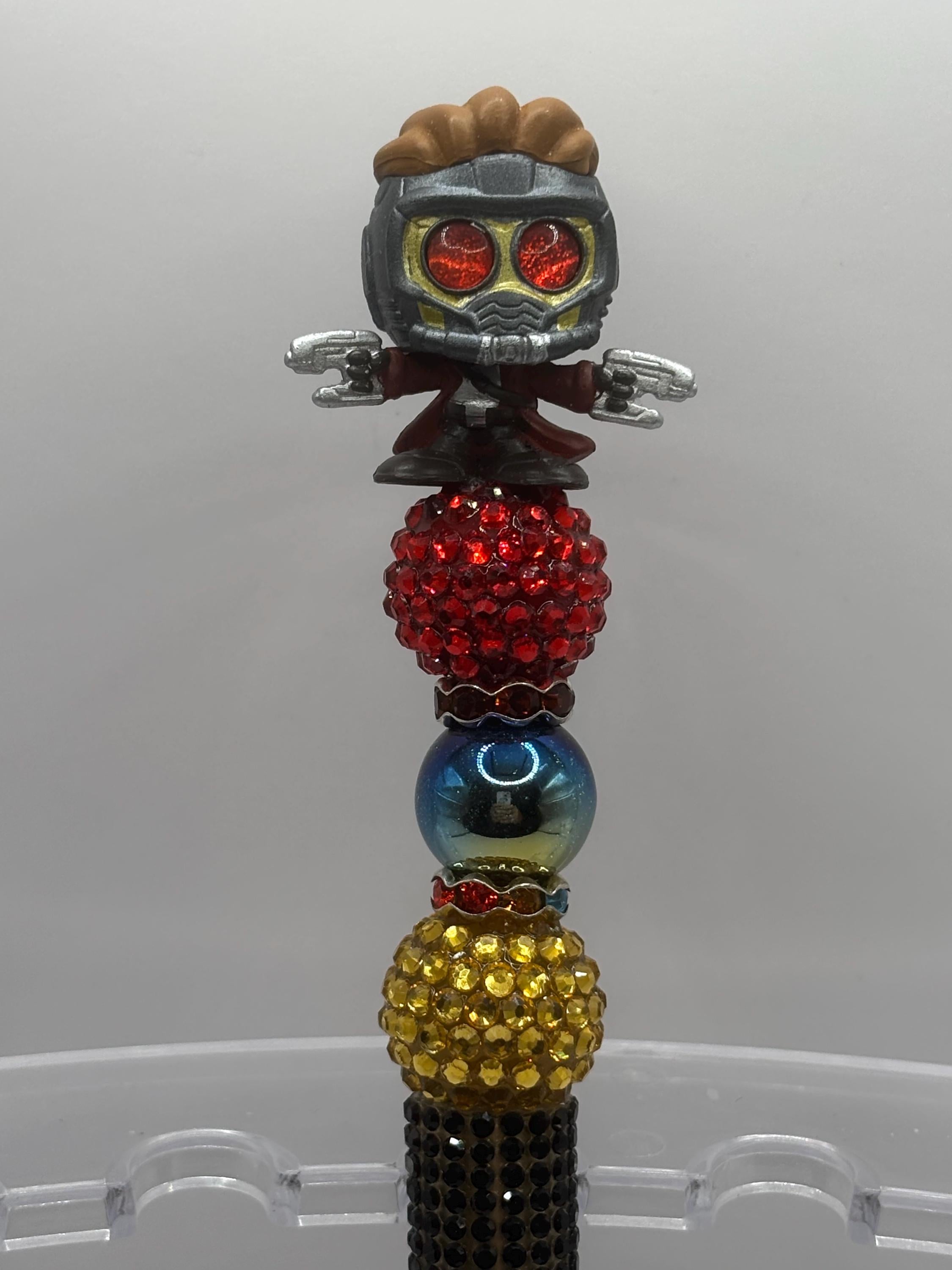 Superhero Character Beaded Pens | Rhinestone Grip, Handmade Novelty Office Supplies