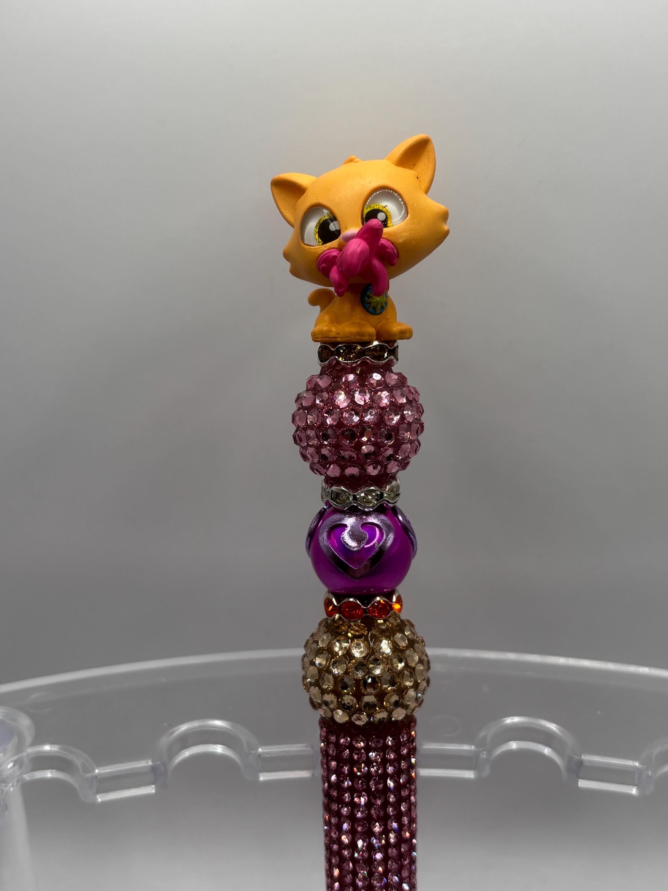 Superhero Character Beaded Pens | Rhinestone Grip, Handmade Novelty Office Supplies