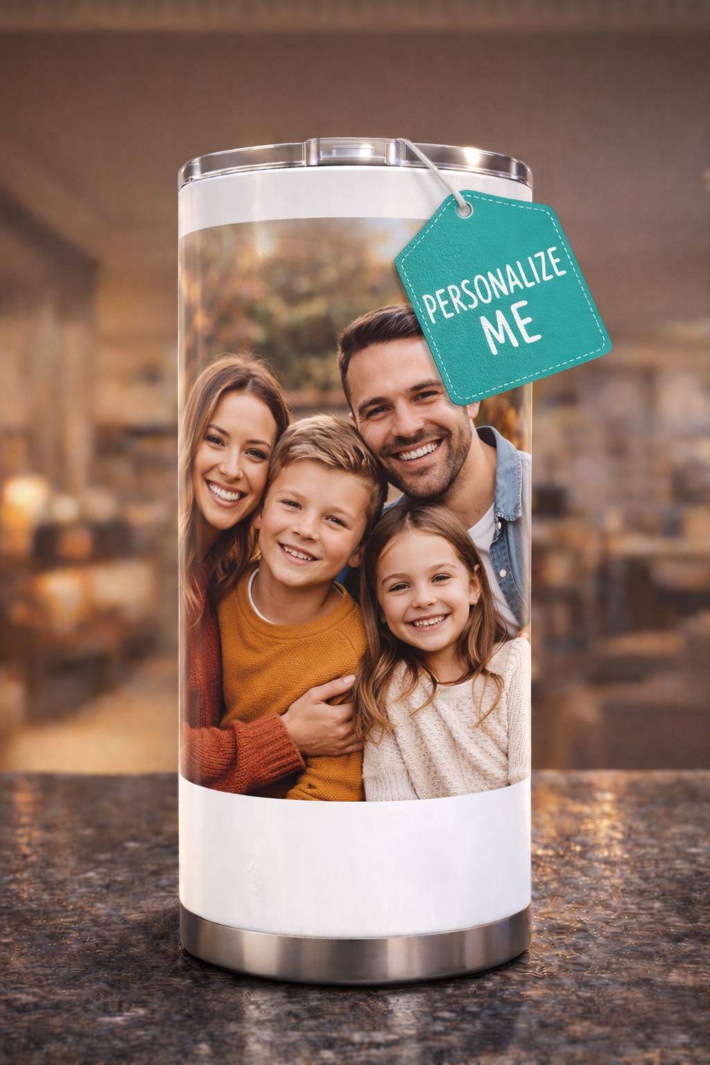 Personalized Photo 20oz Skinny Tumbler, Custom Name Sublimation Cup
