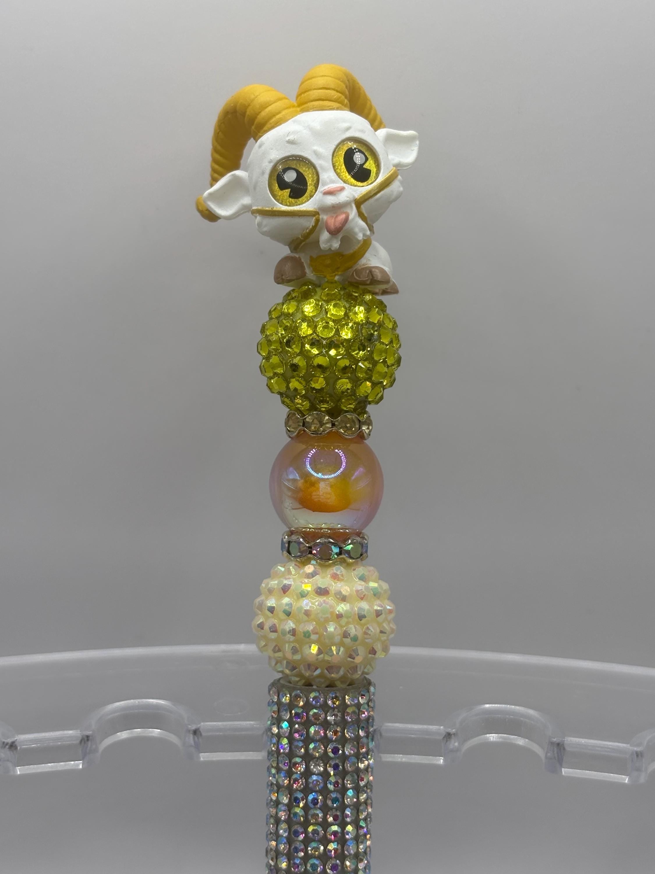 Superhero Character Beaded Pens | Rhinestone Grip, Handmade Novelty Office Supplies