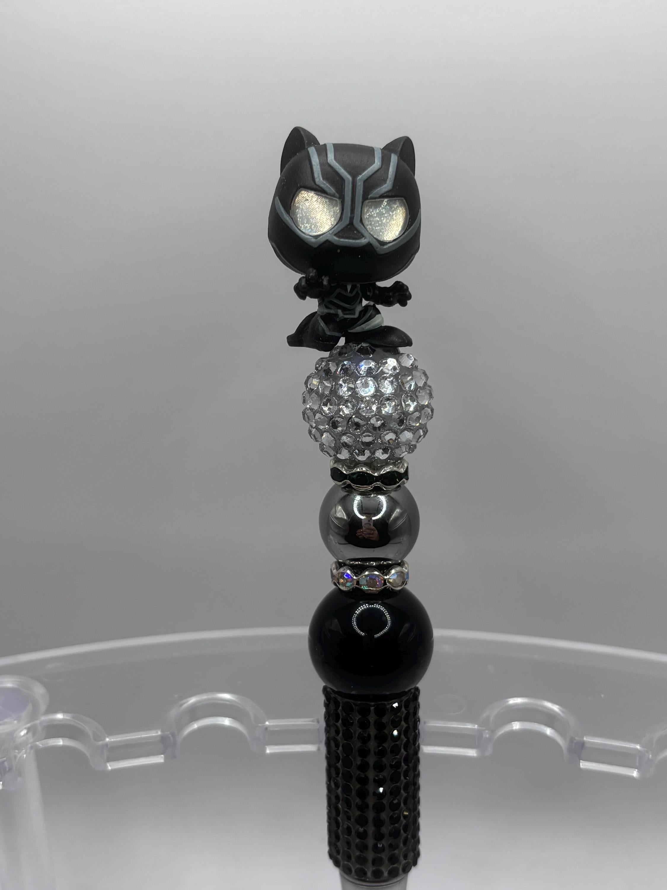 Superhero Character Beaded Pens | Rhinestone Grip, Handmade Novelty Office Supplies
