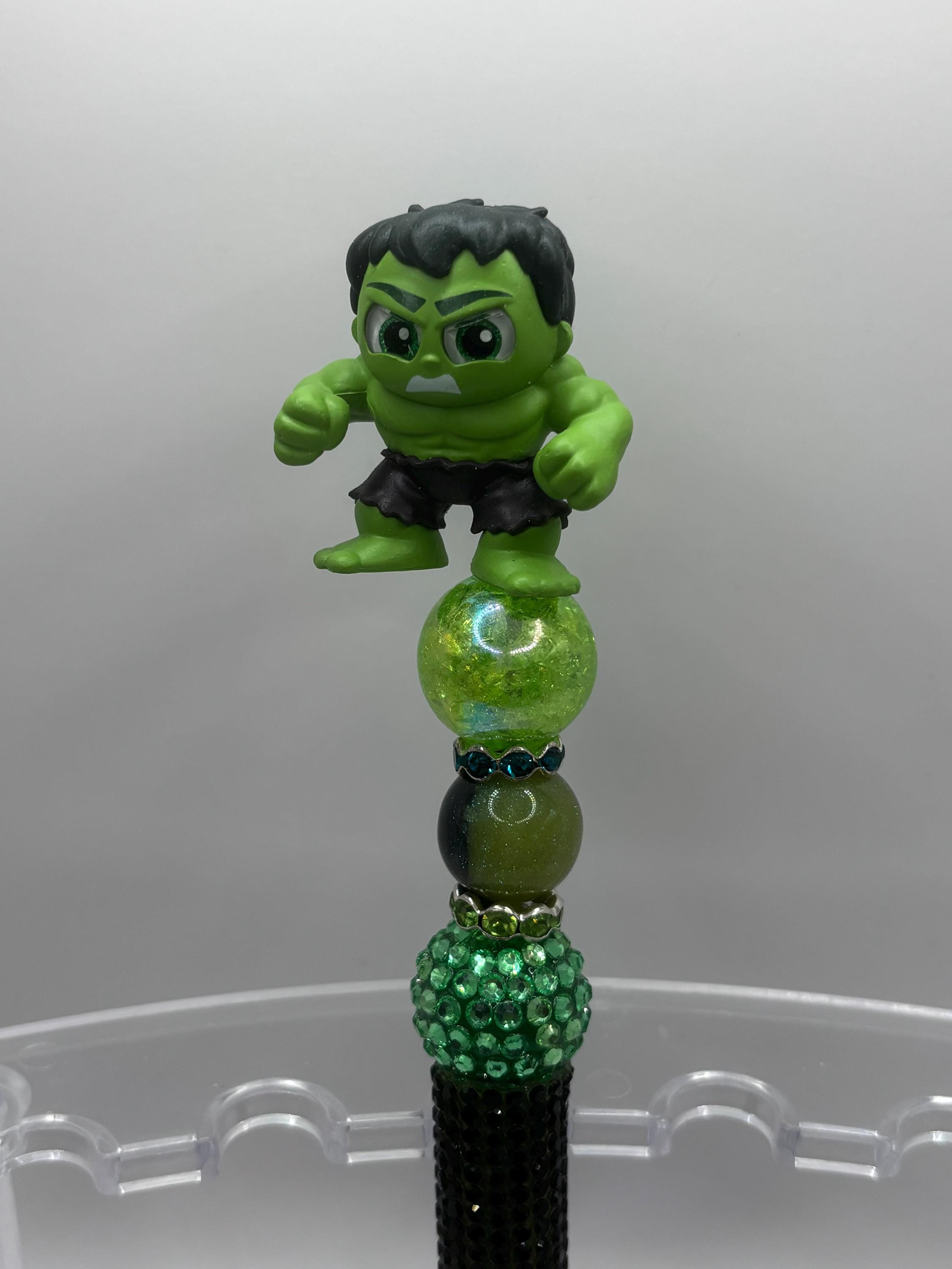 Superhero Character Beaded Pens | Rhinestone Grip, Handmade Novelty Office Supplies