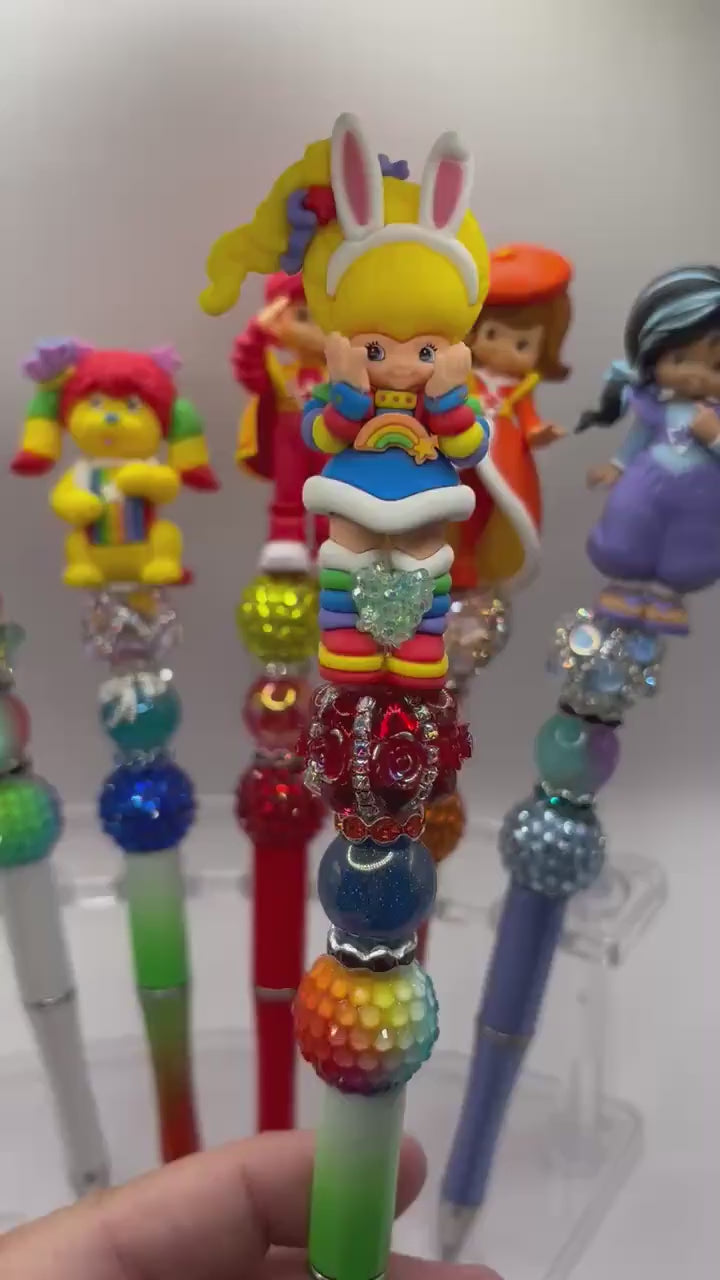 Rainbow Brite-Inspired Beaded Character Pens | Handmade Collectible Pens | Includes Extra Ink Refill