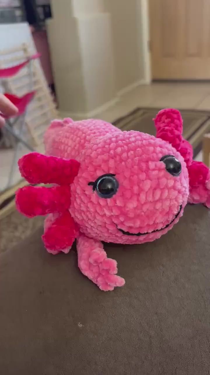 Crocheted Amigurumi Mama and Baby Axolotl