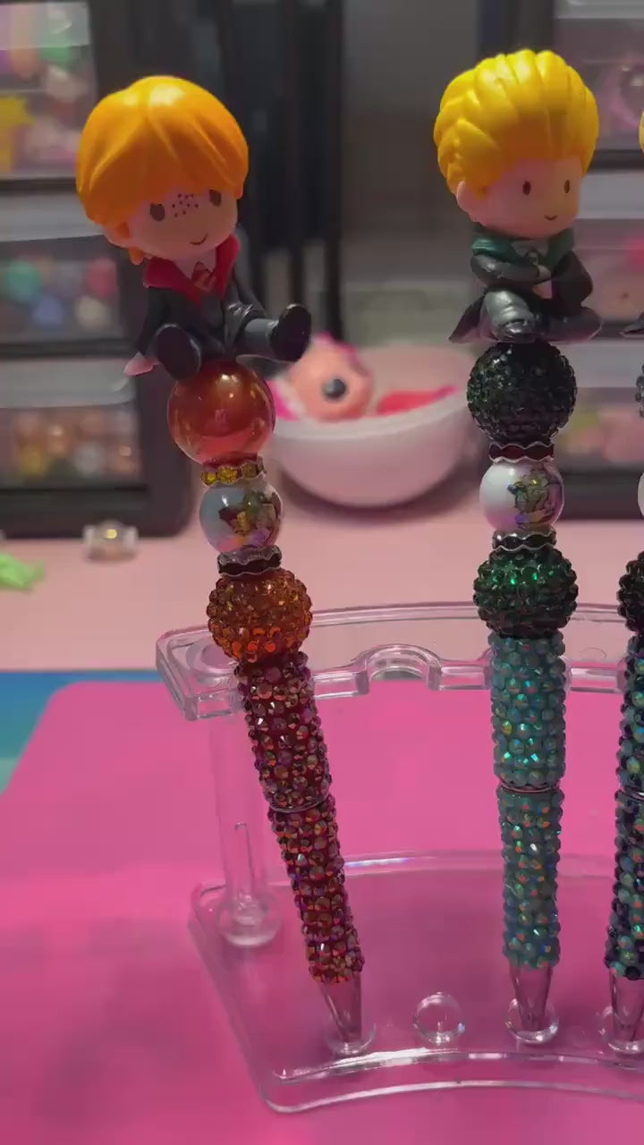 Harry Potter Themed Beaded Pen + Extra Black Ink Refill • Hogwarts Characters • Fan Gift Pen