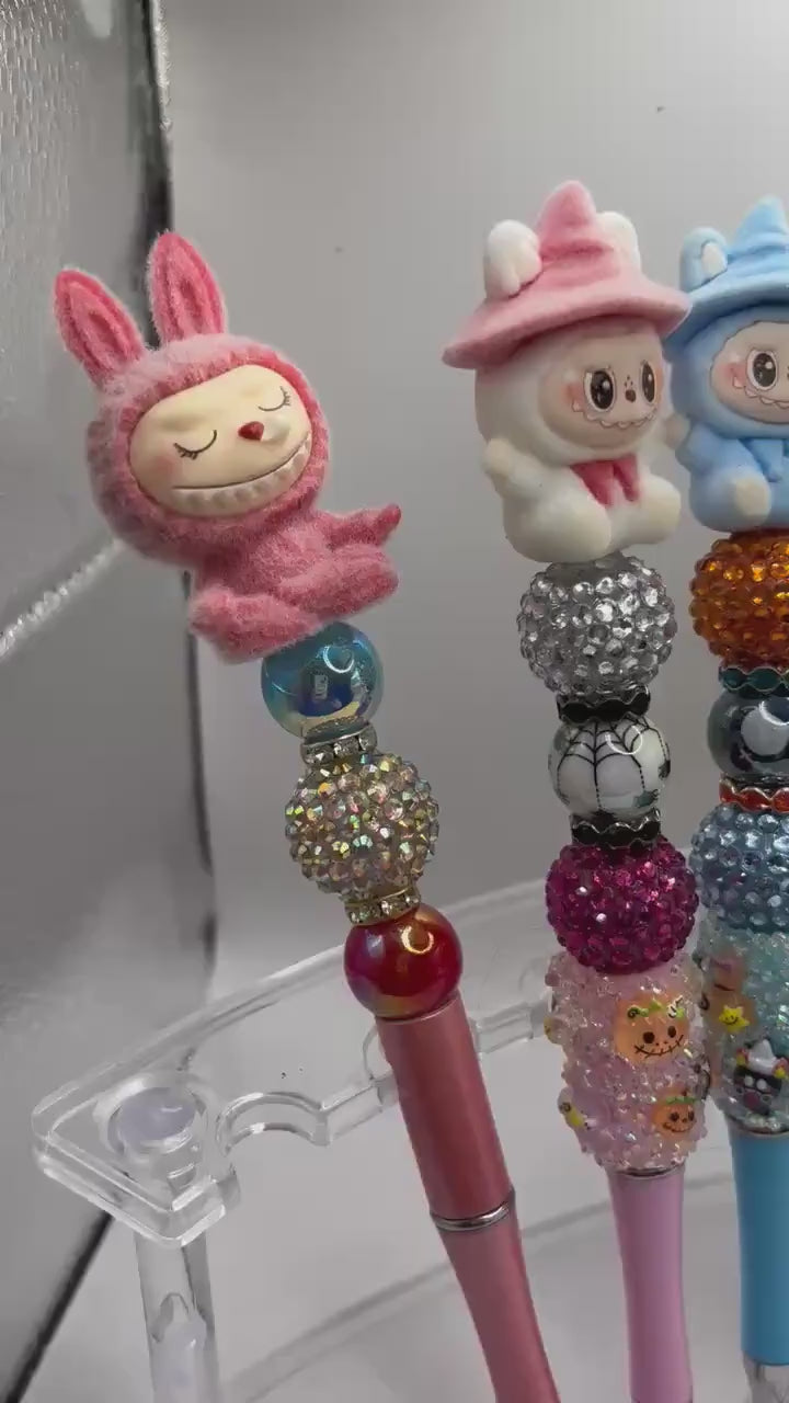 Kwaii Bunny Beaded Pen – Handmade Rhinestone Stationery