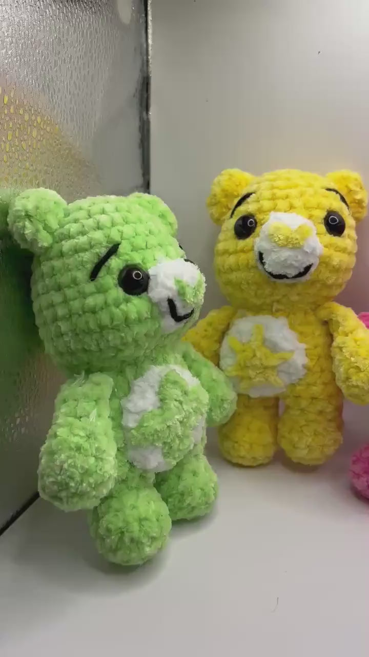 Handmade Care Bears Inspired Crochet Plush – Chenille Amigurumi 80s Nostalgia