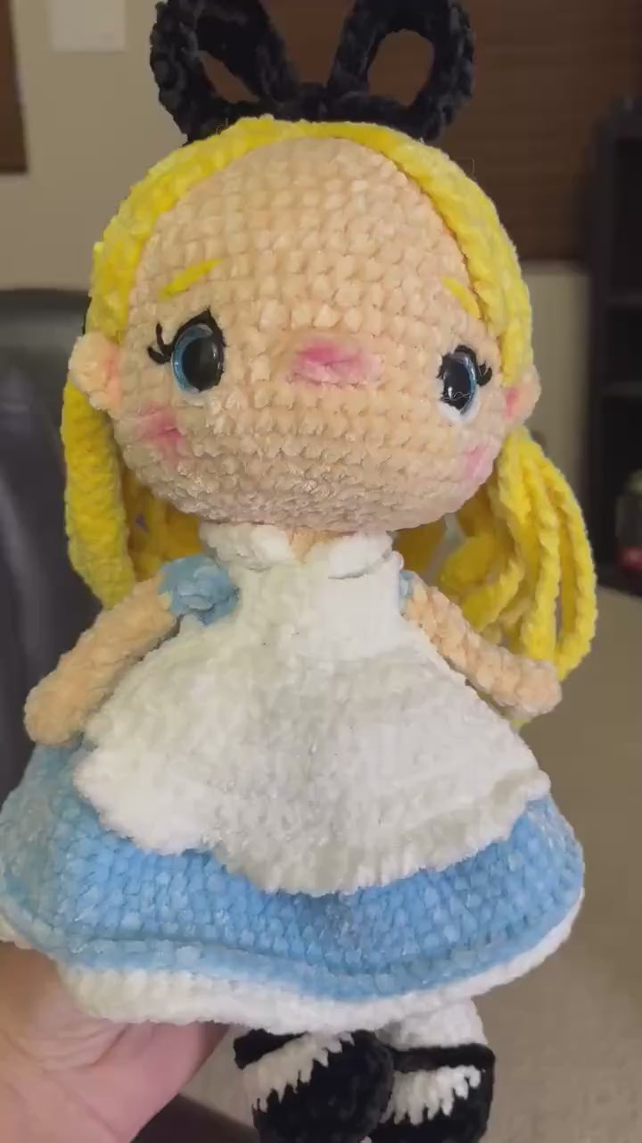 Handmade Chenille Alice in Wonderland Crochet Doll – Storybook Nursery Plush