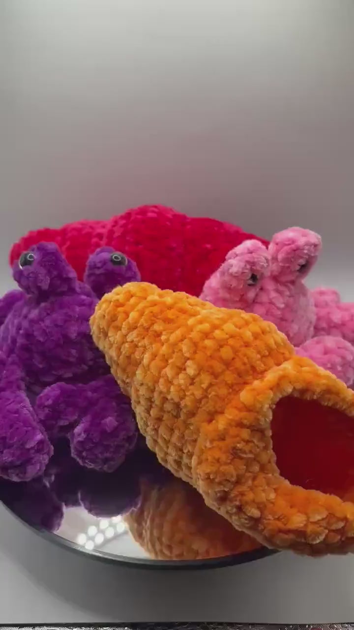Crocheted Hermit Crab Plushie with Removable Shell – Handmade Chenille Amigurumi