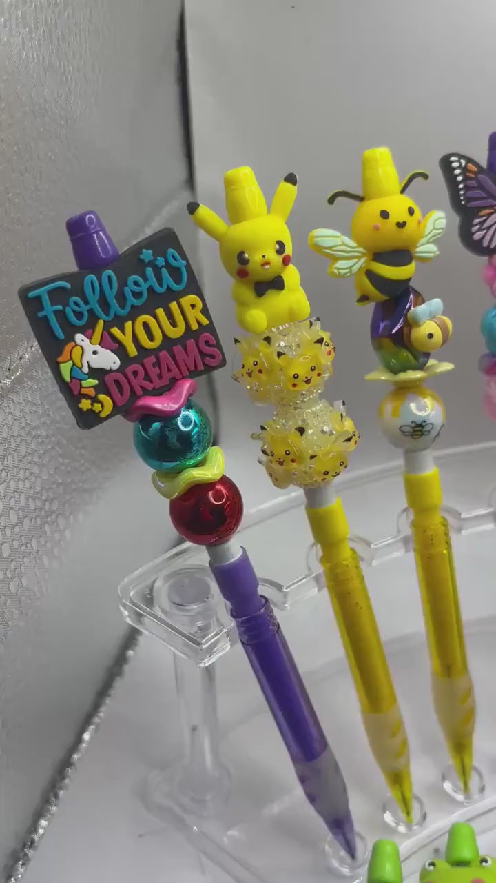 Cute Beaded Mechanical Pencils | Character Mechanical Pencils | Fun School Supplies | Kawaii Pencil | Gift for Kids Teens Teachers