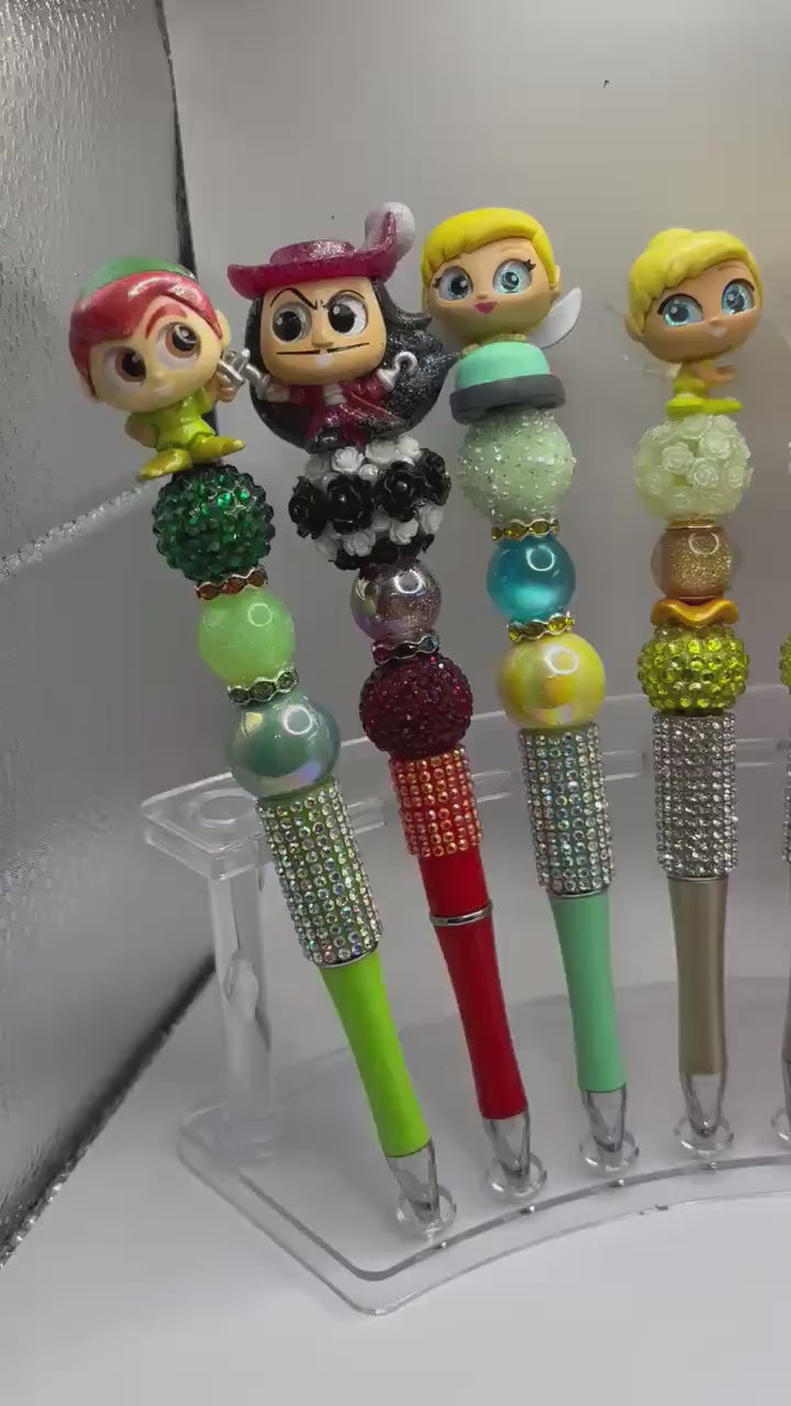 Peter Pan Inspired Beaded Pens | Handmade Character Pens | Cute Rhinestone Pens | Gift for Her | Teacher Gift | Planner Accessories