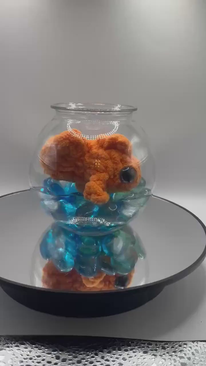 Crocheted Goldfish in Bowl – Plush Desk Decor, No Maintenance Pet